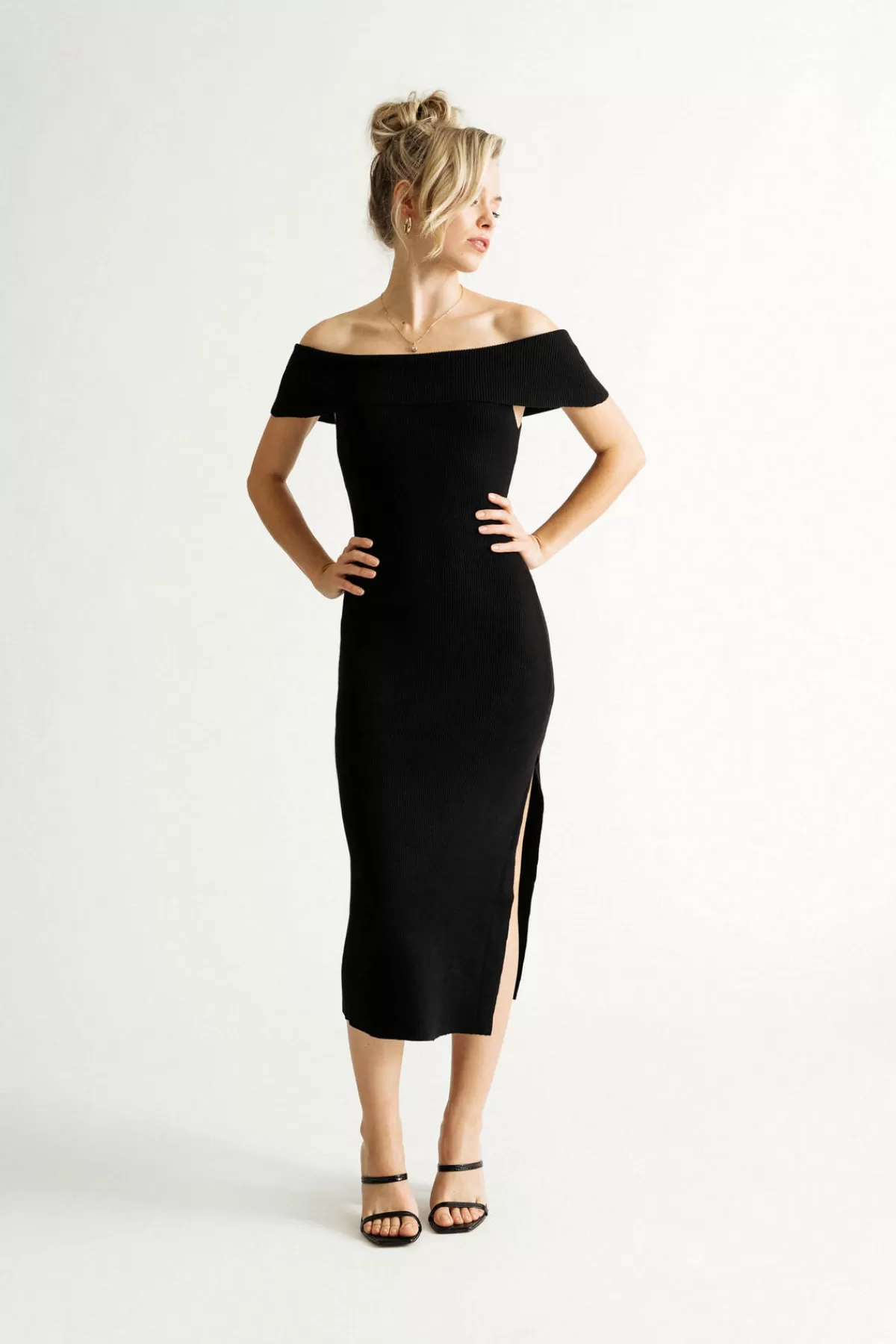 Tobi Hello Again Ribbed Off Shoulder Midi Dress* Bump Friendly Dresses | Grandmother Of The Bride Dresses