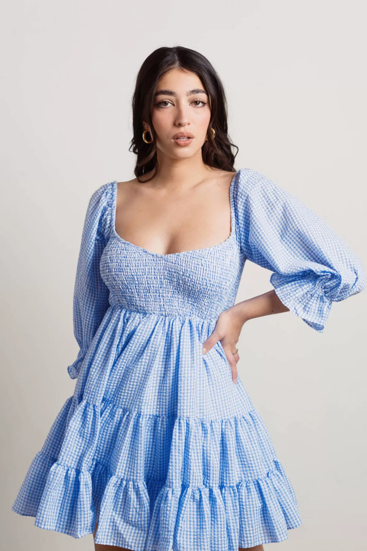 Tobi Hello There Plaid Babydoll Mini Dress - * Honeymoon Outfits | Bump Friendly Dresses