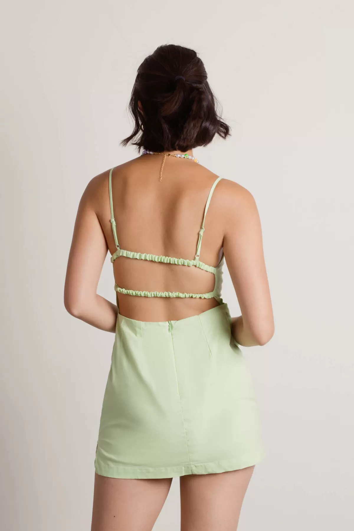 Tobi Hermione Open Back A-Line Mini Dress - Green* Bachelorette Party Dresses | Graduation Outfits