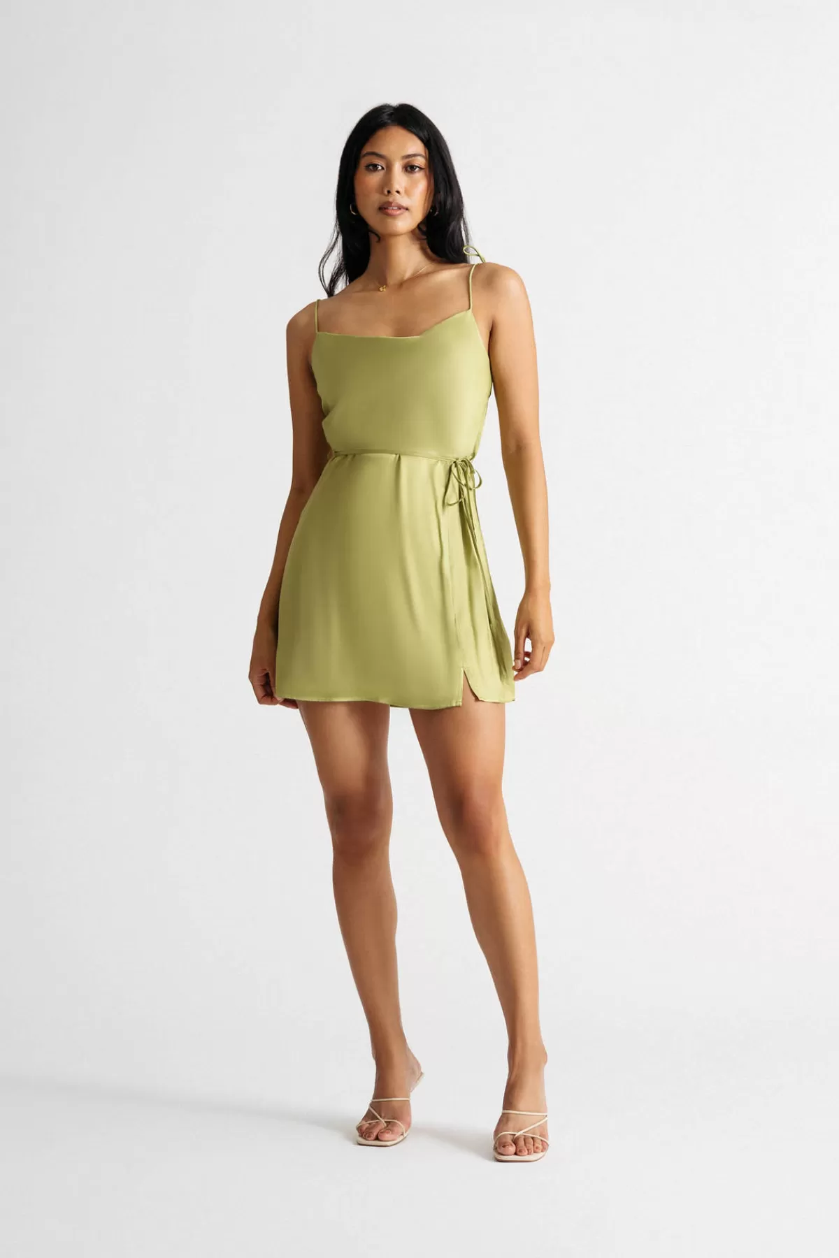 Tobi Hestia Satin Cowl Neck Tie Strap Slip Dress* Honeymoon Outfits | Wedding Guest Dresses Under $50