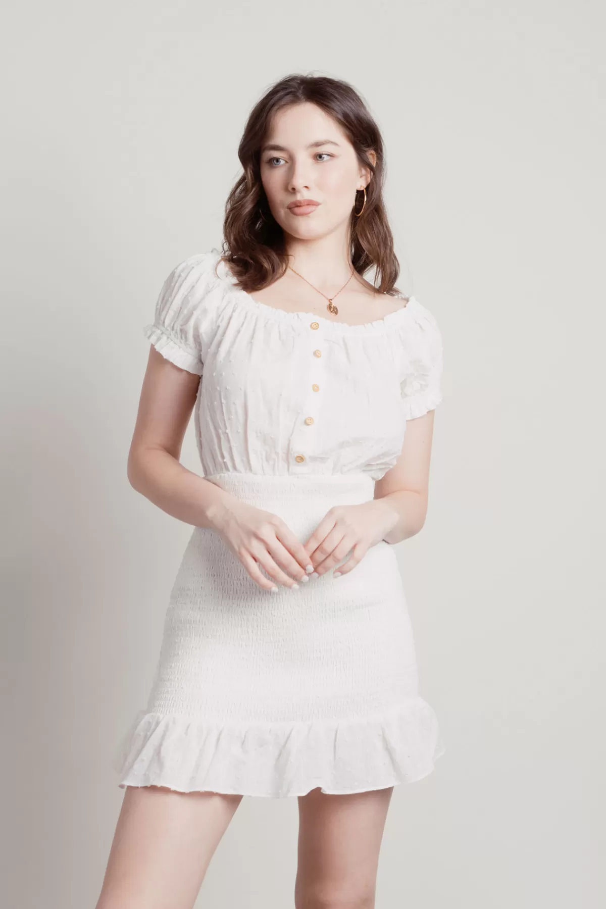 Tobi Hours Later Ruffle Smocked Mini Dress - * Honeymoon Outfits | Bridal Shower Dresses