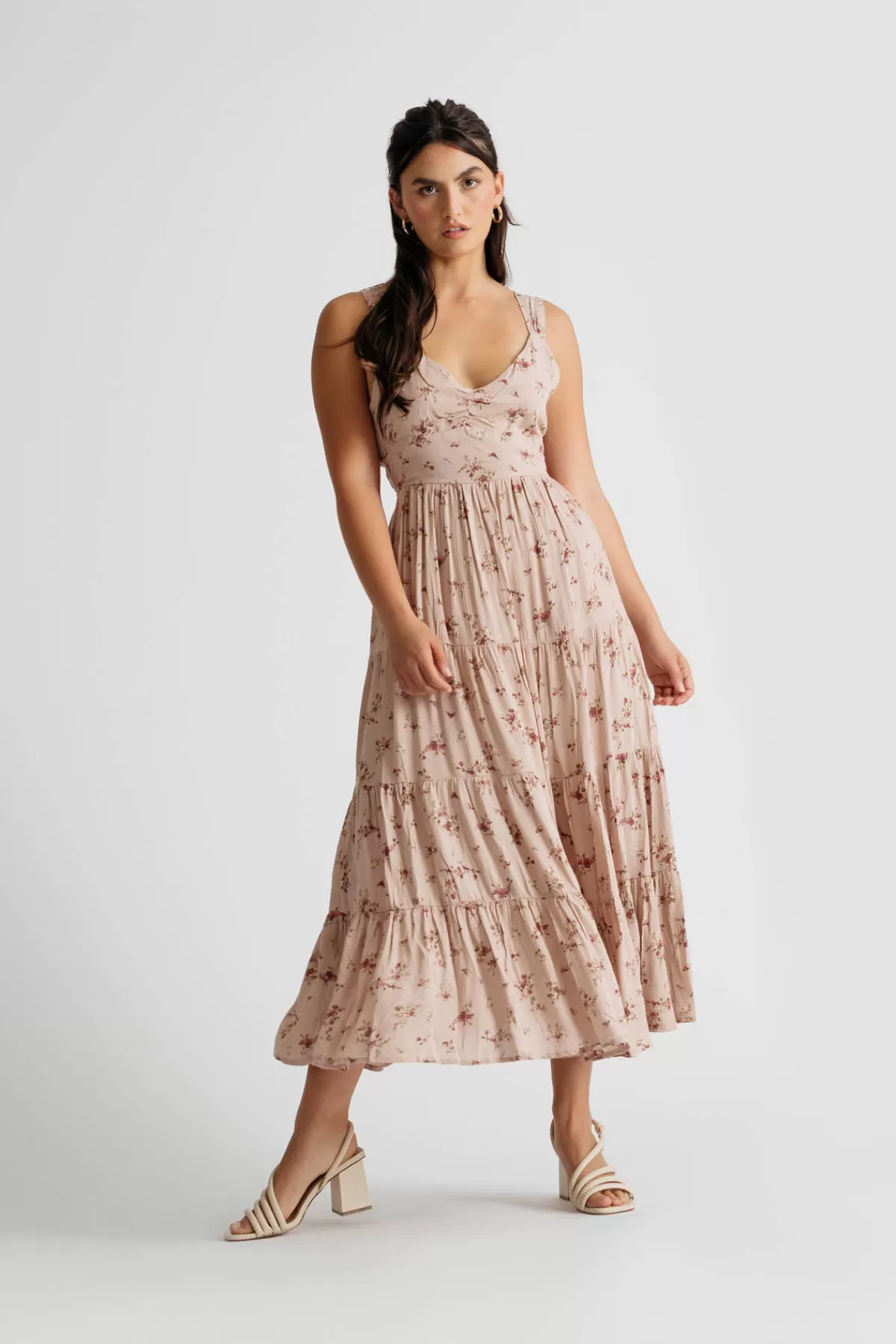 Tobi Hummingbird Floral Tiered Tie-Back Midi Dress* Sundresses | Cut Out Dresses