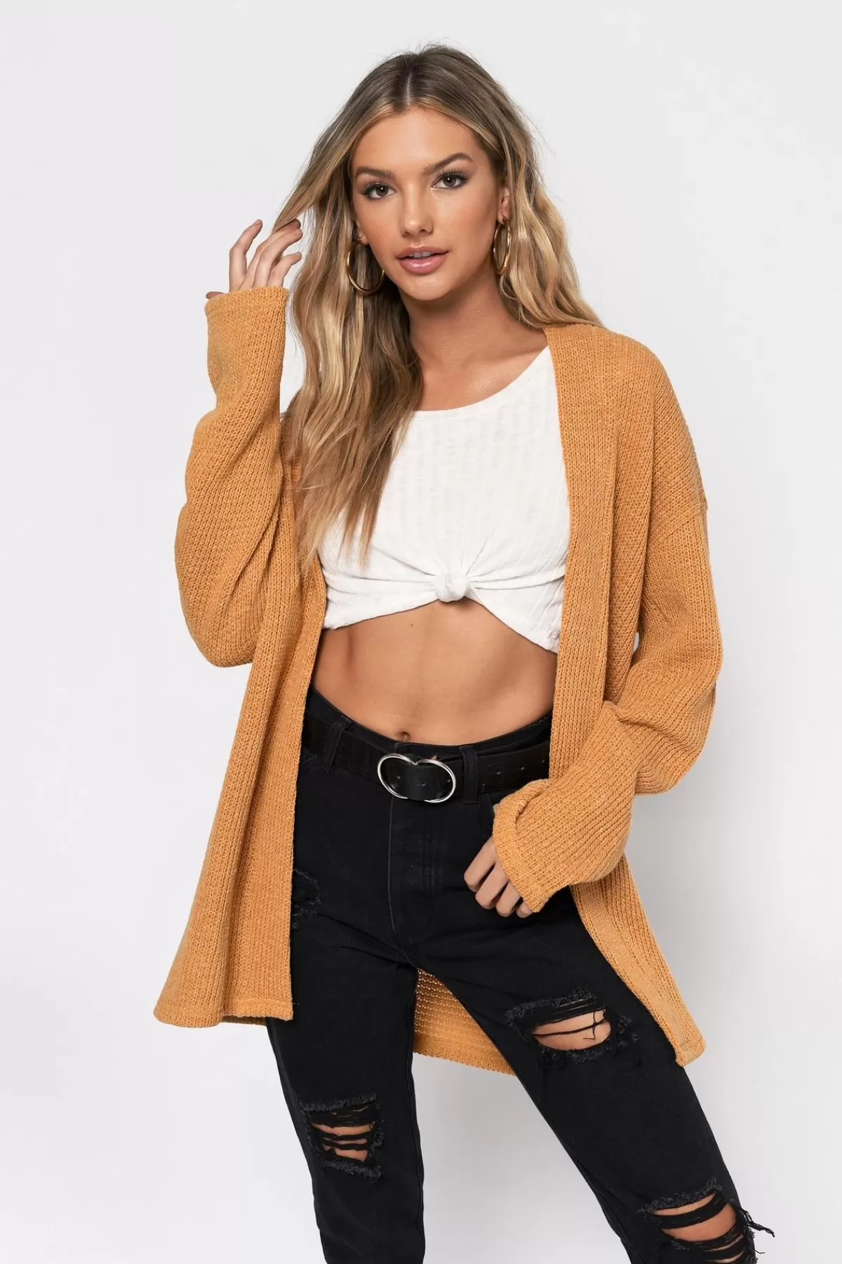 Tobi I'm Fine Knit Cardigan - * Long Sleeve Tops