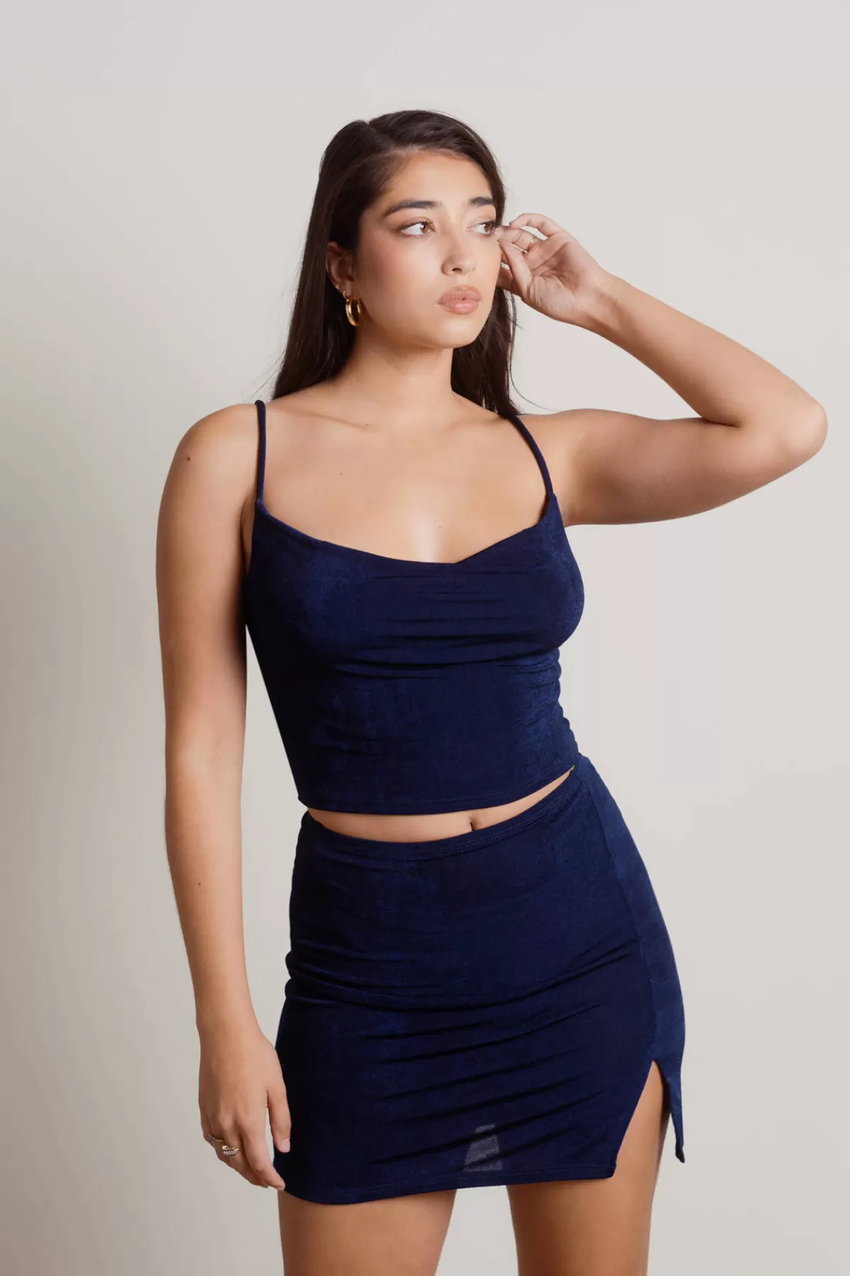 Tobi Invite Me Crop Top And Mini Skirt Set - Navy* 4Th Of July Fashion | Night Club Outfits