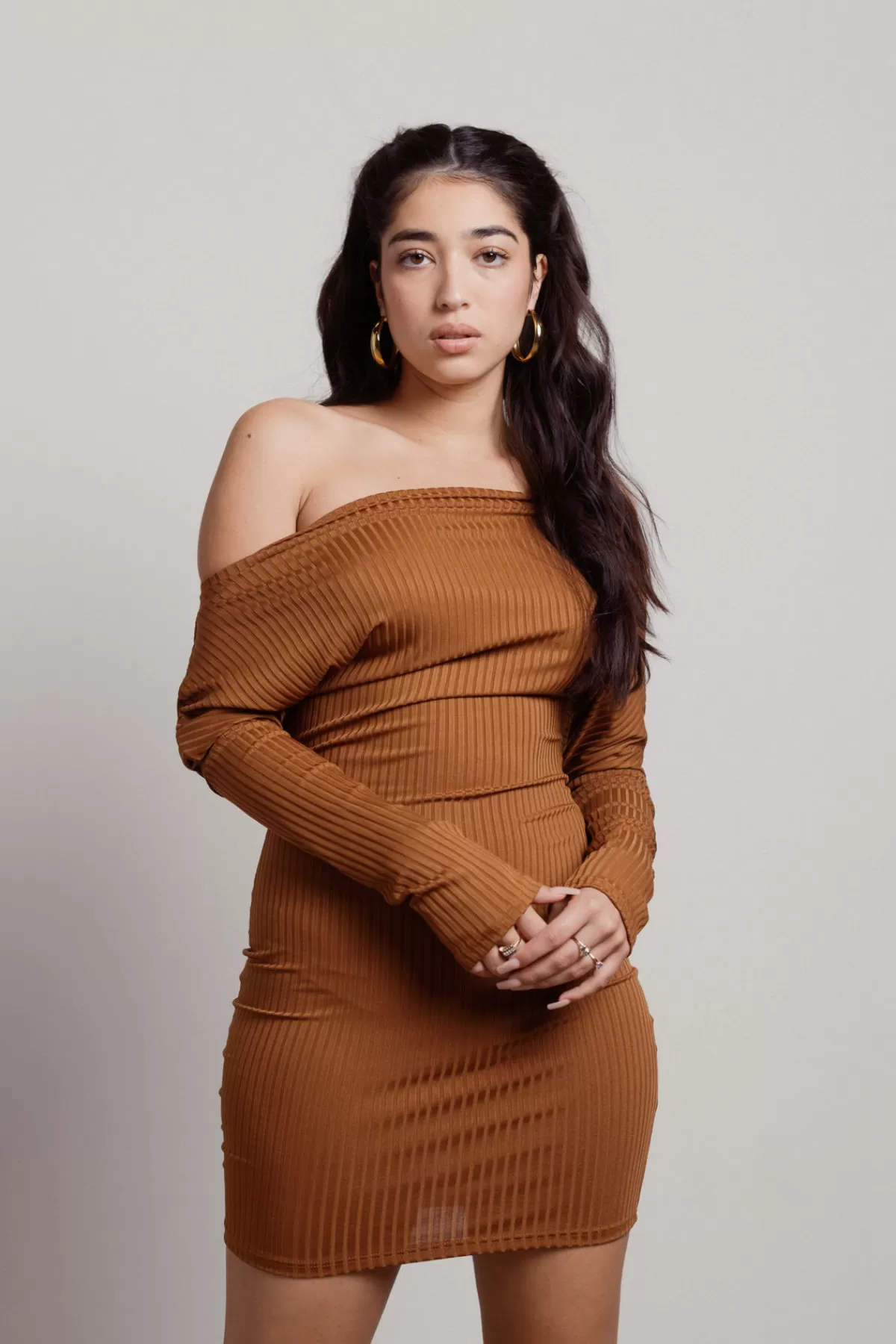 Tobi Iris Ribbed Off The Shoulder Mini Dress - * Semi Formal Dresses | Cocktail Dresses