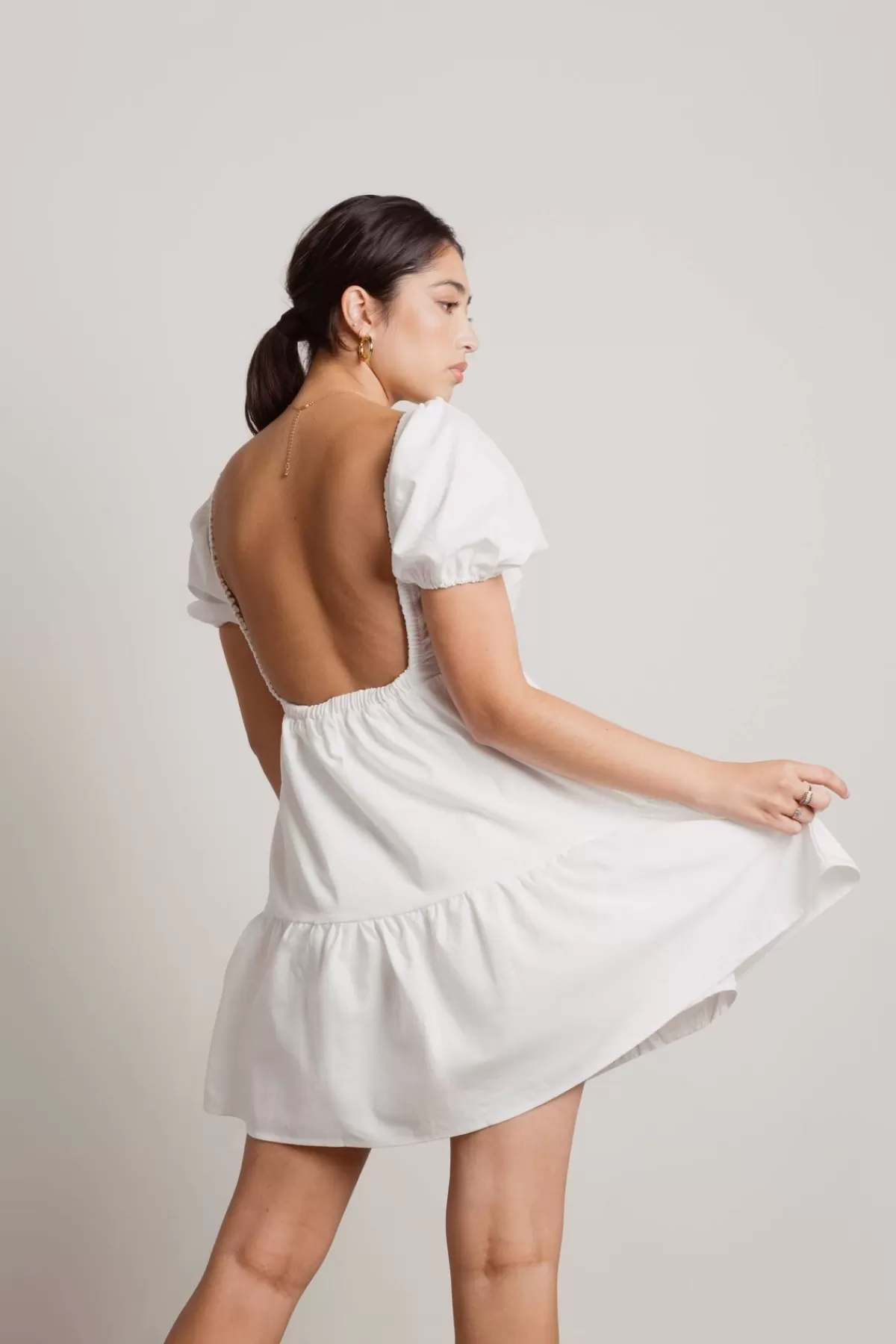 Tobi Isa Open Back Babydoll Mini Dress - * Honeymoon Outfits | Rehearsal Dinner Dresses