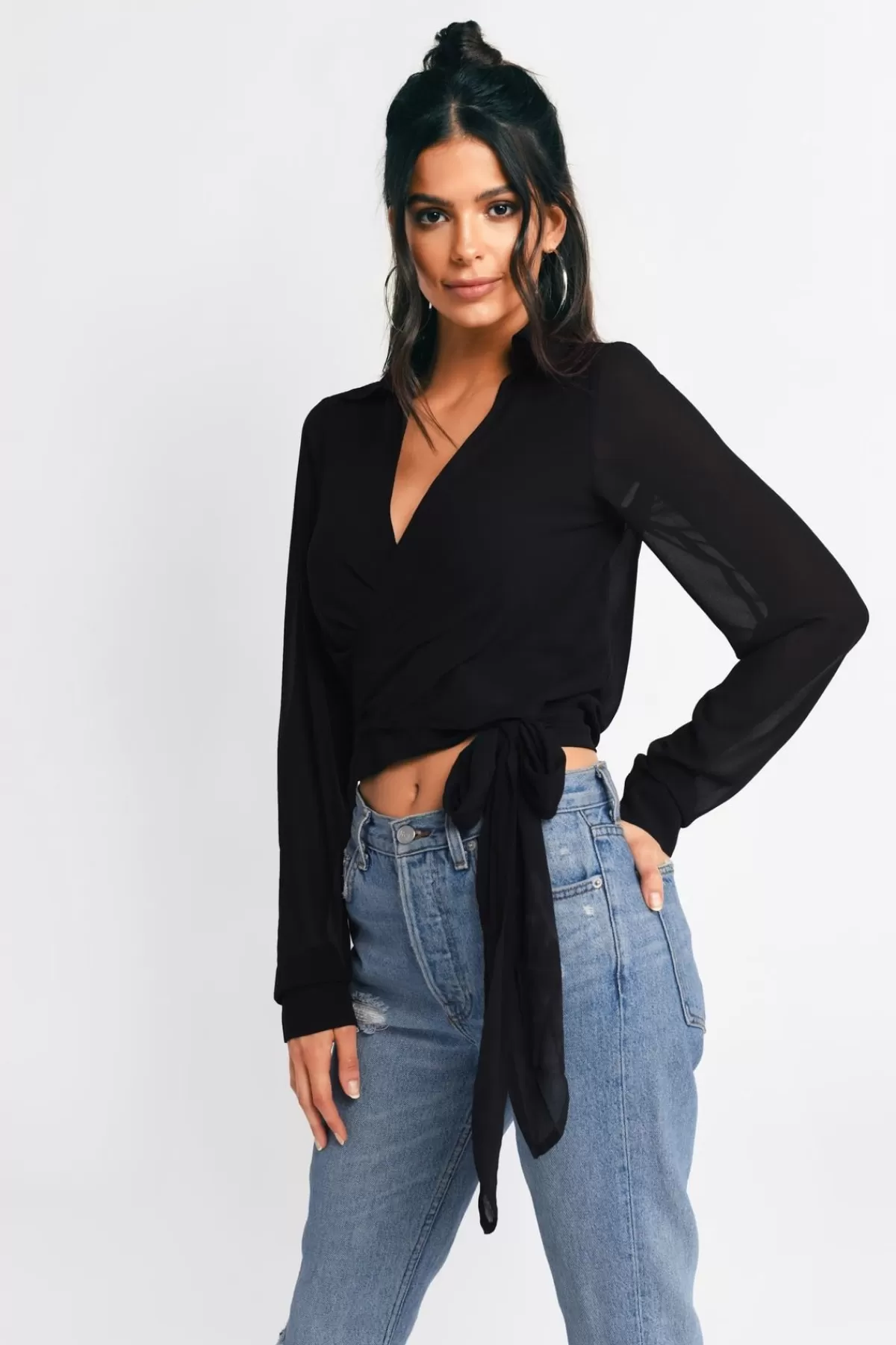 Tobi It's A Tie Plunging Blouse - Emerald* Blouses & Shirts | Going Out Tops