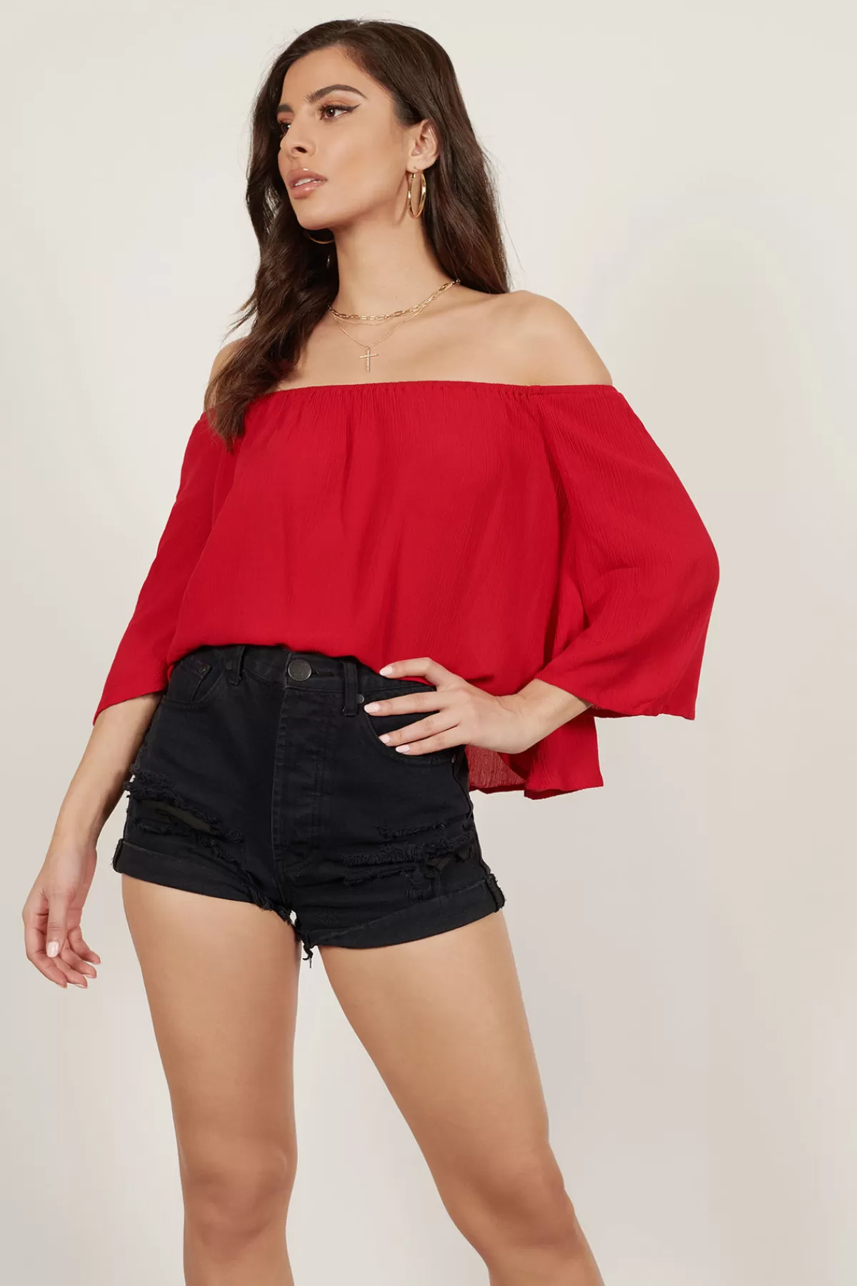 Tobi It's Alright Off The Shoulder Blouse - * Blouses & Shirts | Red Tops