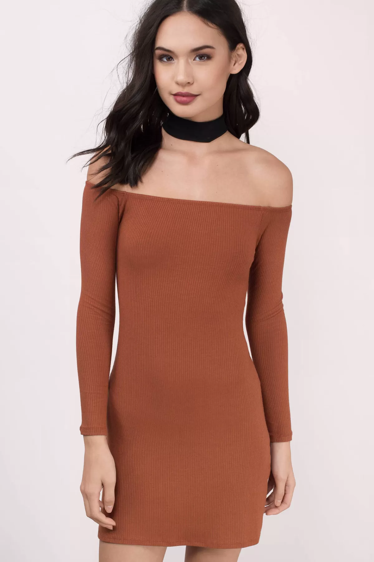 Tobi Jackie Ribbed Knit Off The Shoulder Mini Dress - * Casual Dresses | Off The Shoulder Dresses