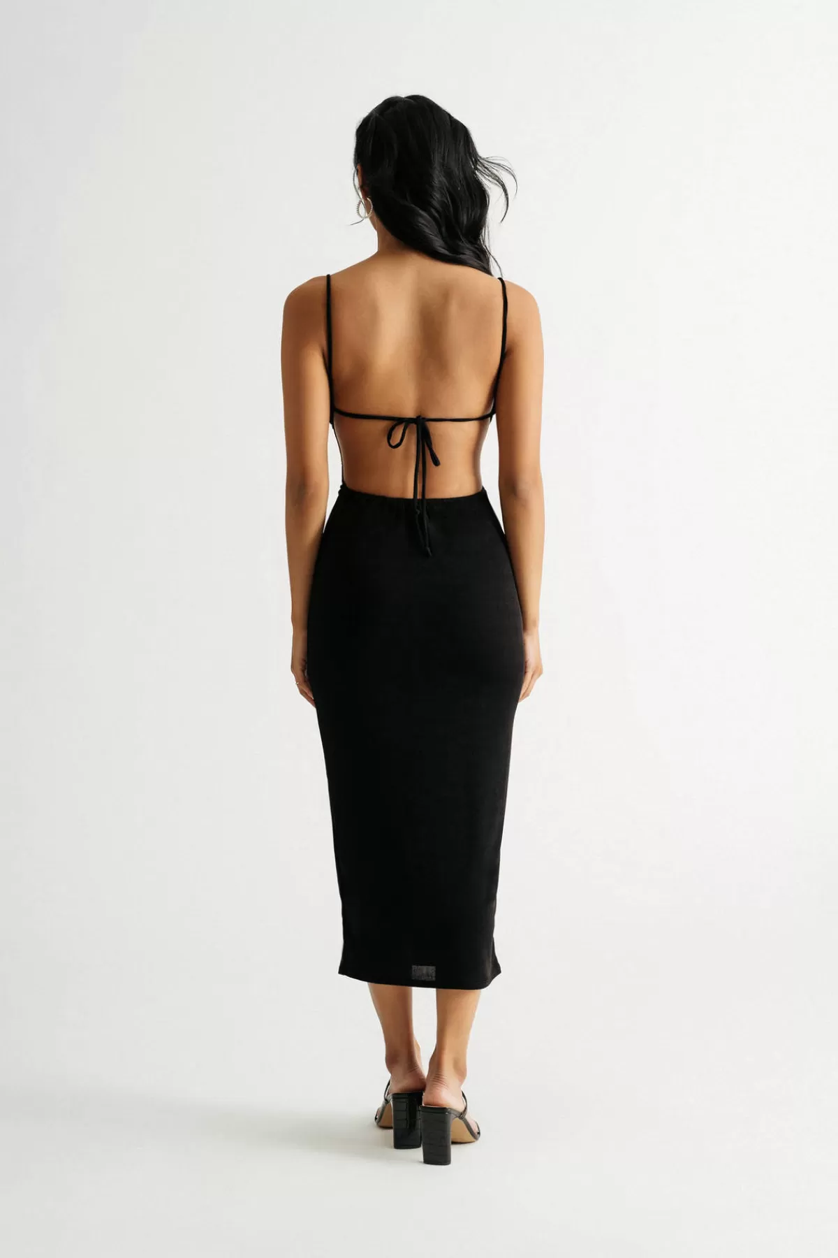 Tobi Jacques Slinky Open Back Bodycon Midi Dress* Bachelorette Party Dresses | Winter Wedding Guest Dresses