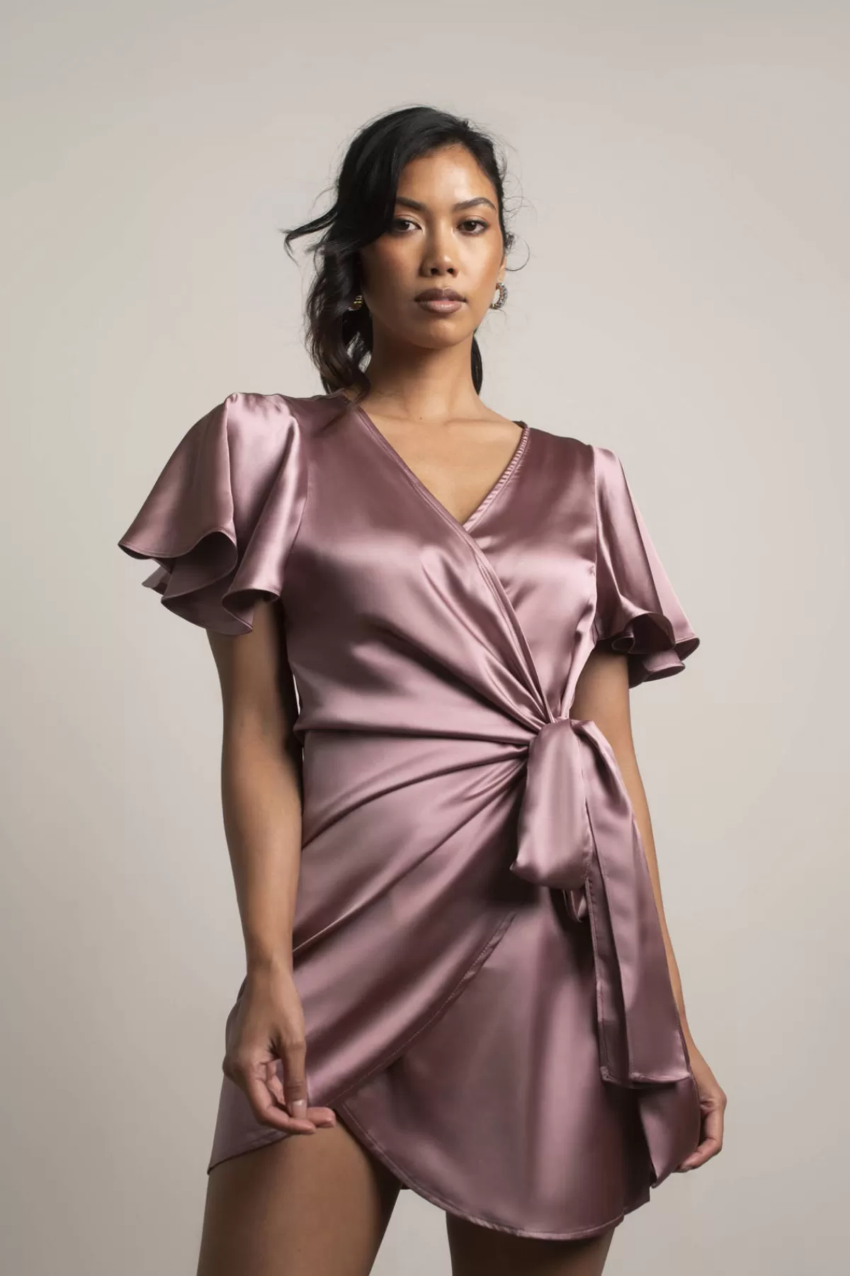 Tobi Jazmine Butterfly Sleeves Satin Wrap Dress* Honeymoon Outfits | Bachelorette Party Dresses