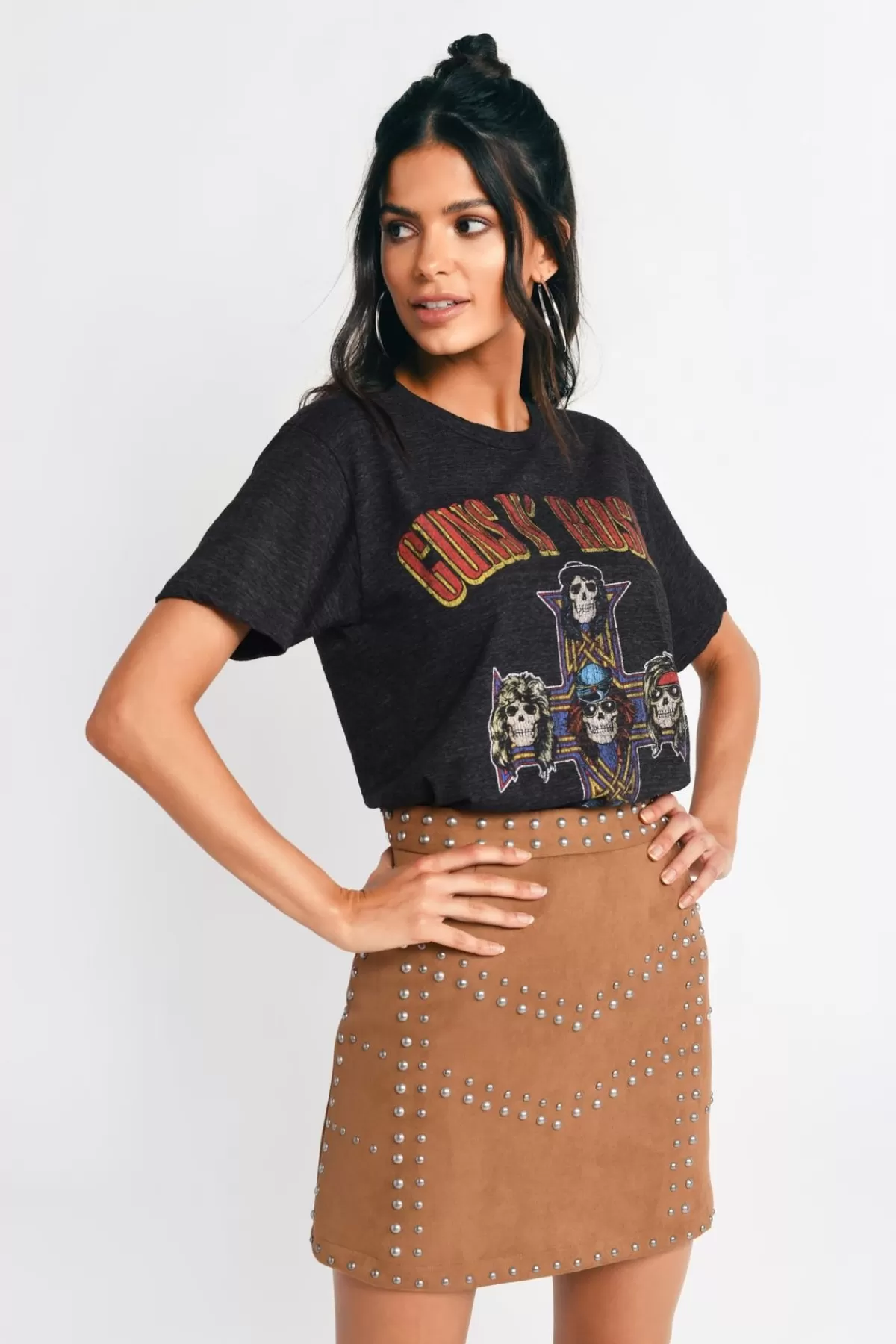 Tobi Jeannette Studded Mini Skirt - Olive* Skirts | Concert Outfits