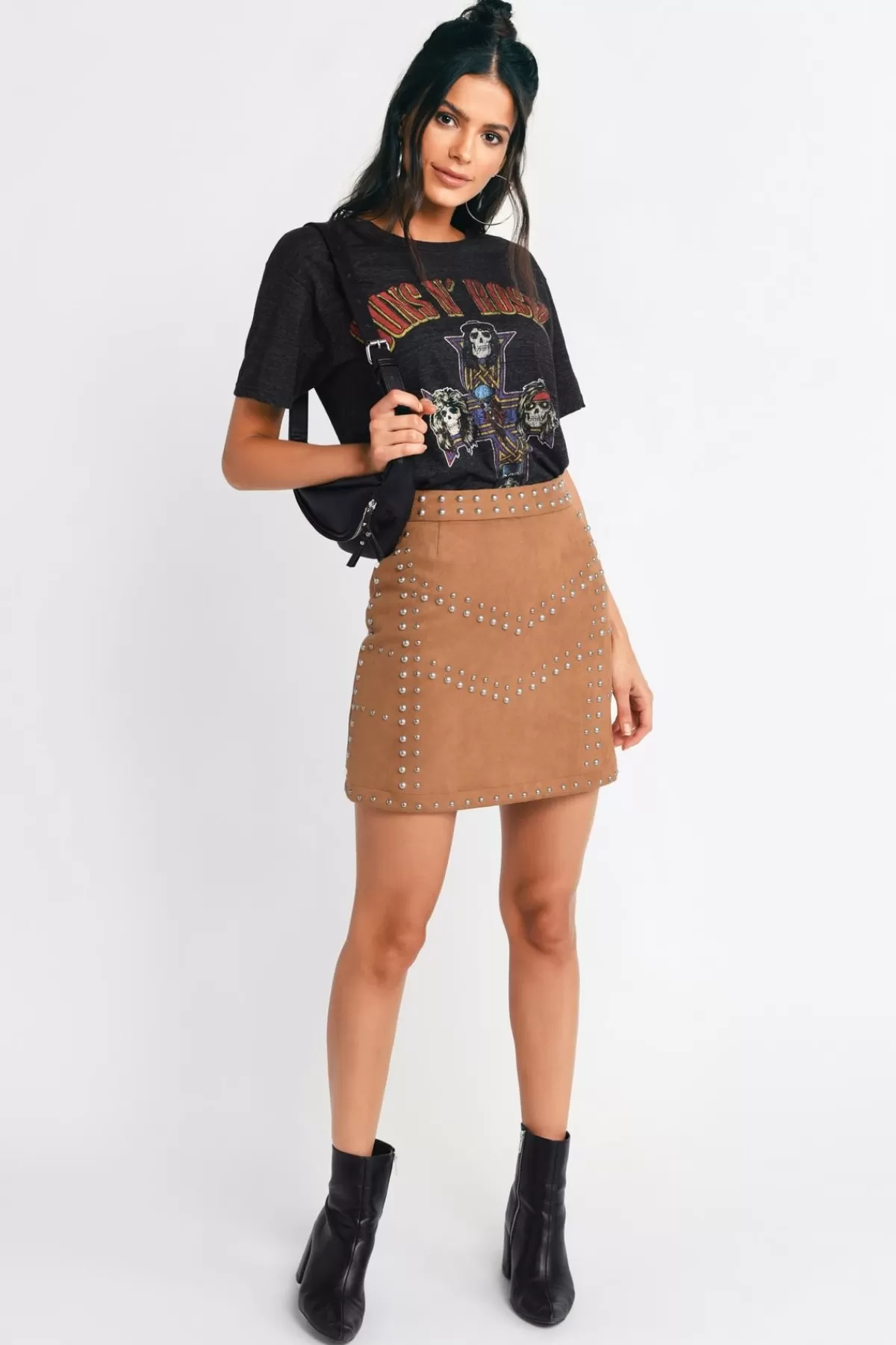 Tobi Jeannette Studded Mini Skirt - Olive* Skirts | Concert Outfits