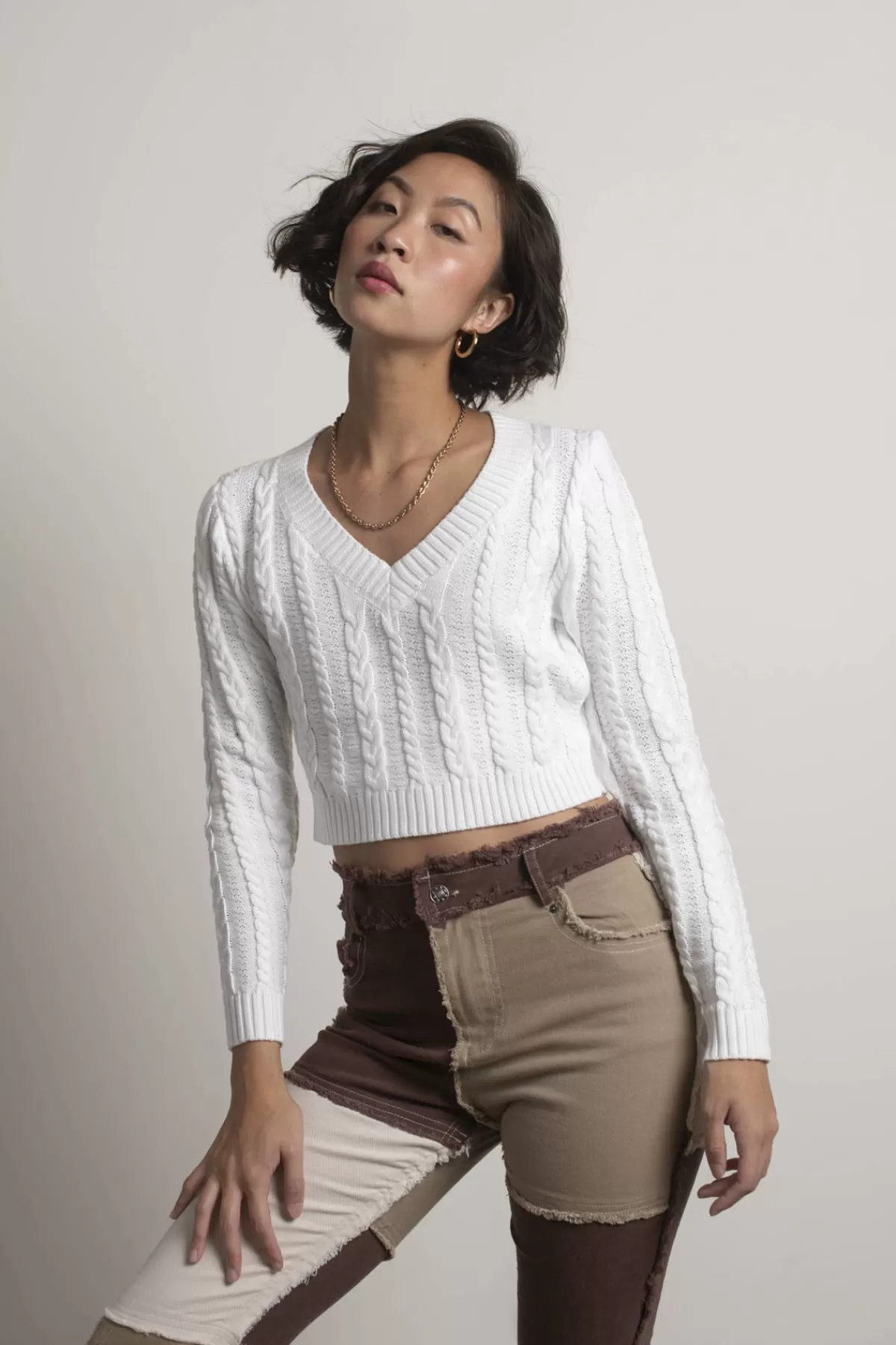 Tobi Jessenia Cable Knit Sweater - White* Holiday Gift Guide | Long Sleeve Tops