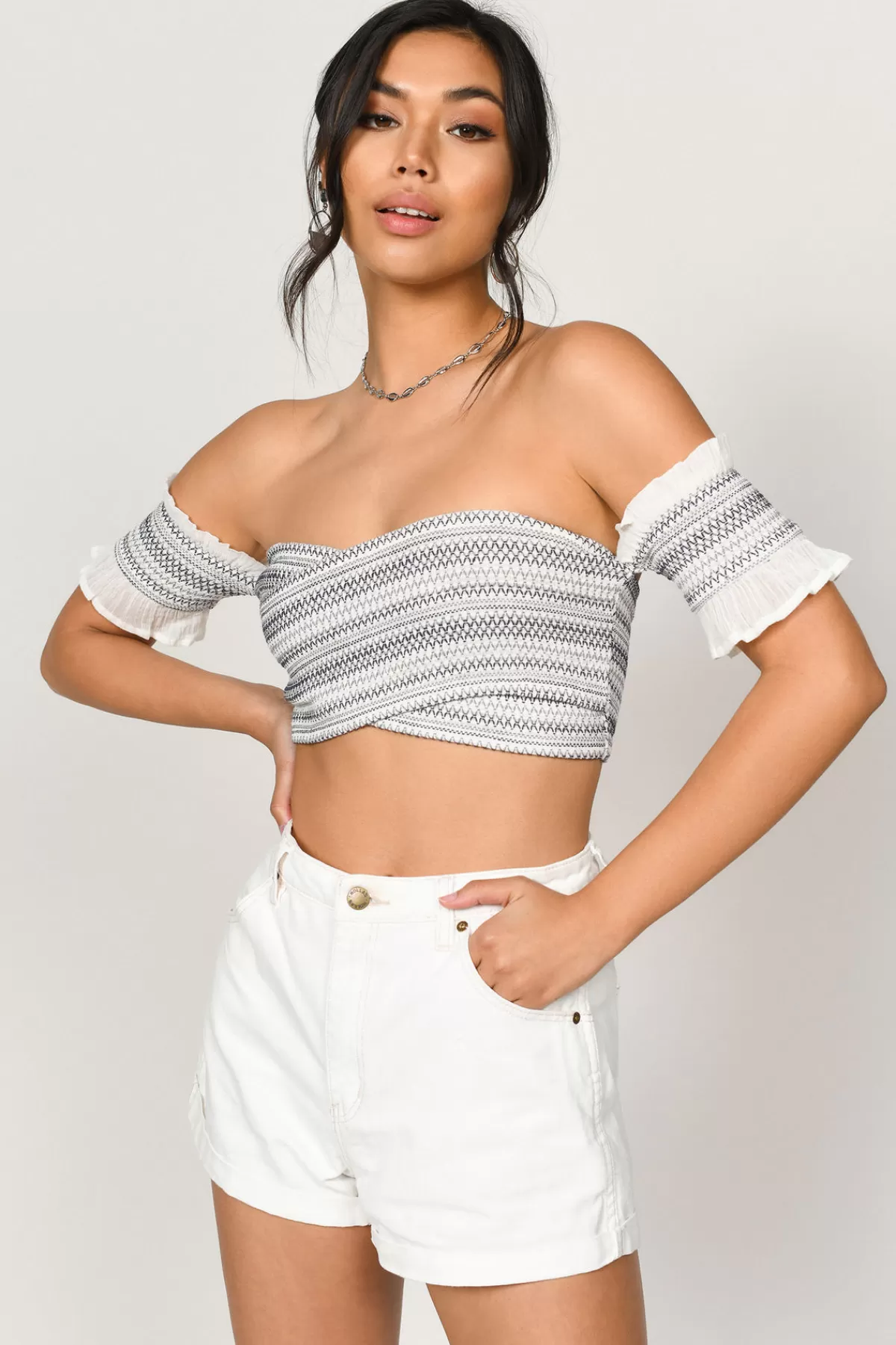 Tobi June Crop Top - Rainbow* Off The Shoulder Tops | Concert Outfits