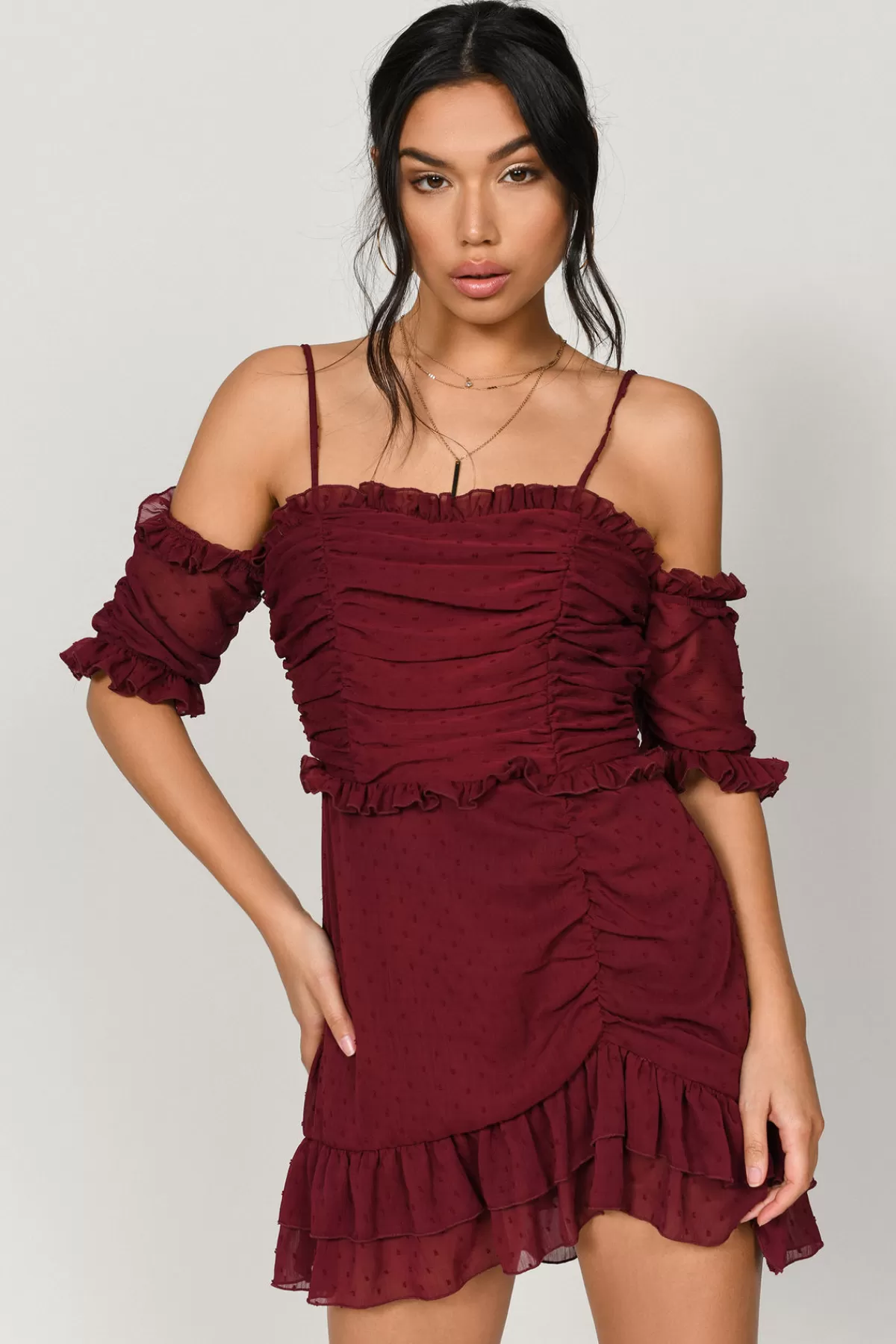 Tobi Just Met You Ruffle Cold Shoulder Mini Dress - * Chiffon Bridesmaid Dresses | Red Wedding Dresses