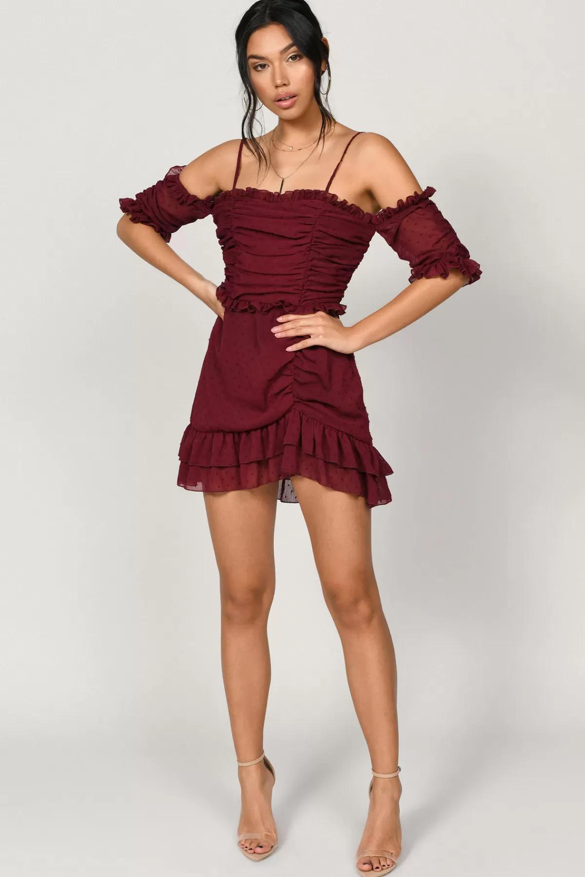 Tobi Just Met You Ruffle Cold Shoulder Mini Dress - * Chiffon Bridesmaid Dresses | Red Wedding Dresses