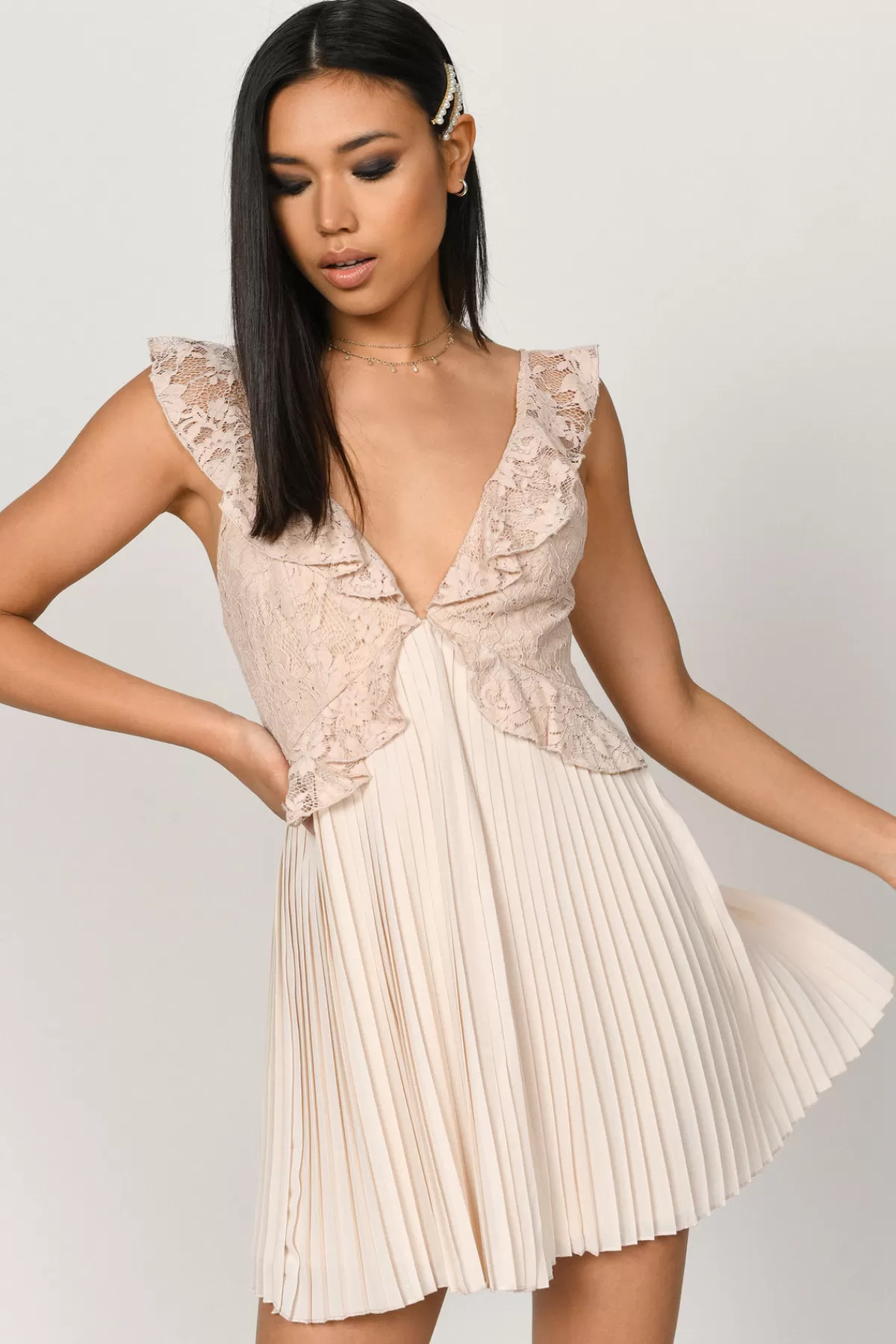 Tobi Just Us Two Lace Skater Mini Dress - * Bump Friendly Dresses | Wedding Guest Dresses Under $50