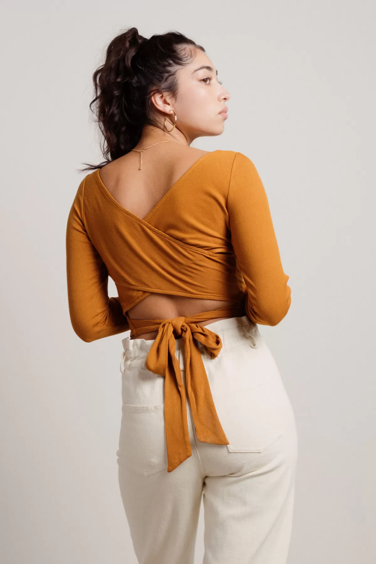 Tobi Kaleah Crop Top - Brown* Long Sleeve Tops