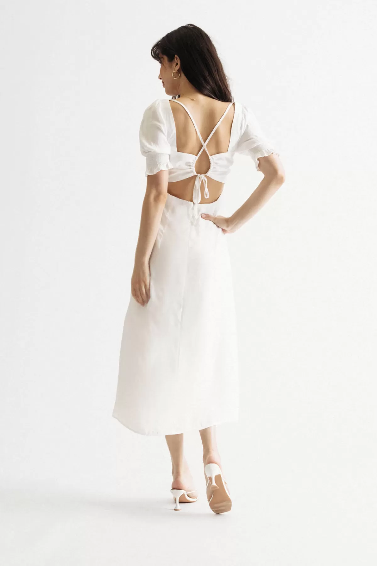 Tobi Kalina Slit Back Tie Midi Dress* Honeymoon Outfits | Rehearsal Dinner Dresses