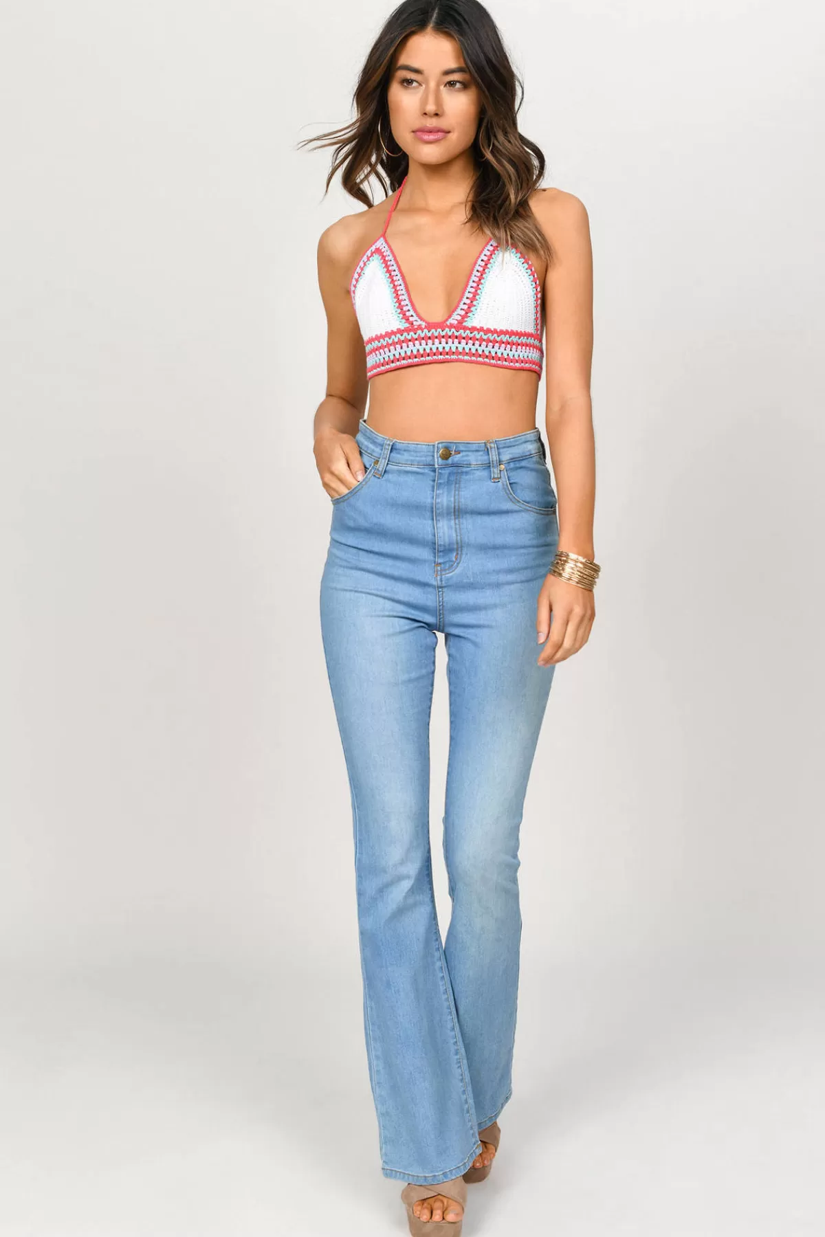 Tobi Kara Crop Top - Pink Multi* Beach Vacation Outfits | Pink Tops