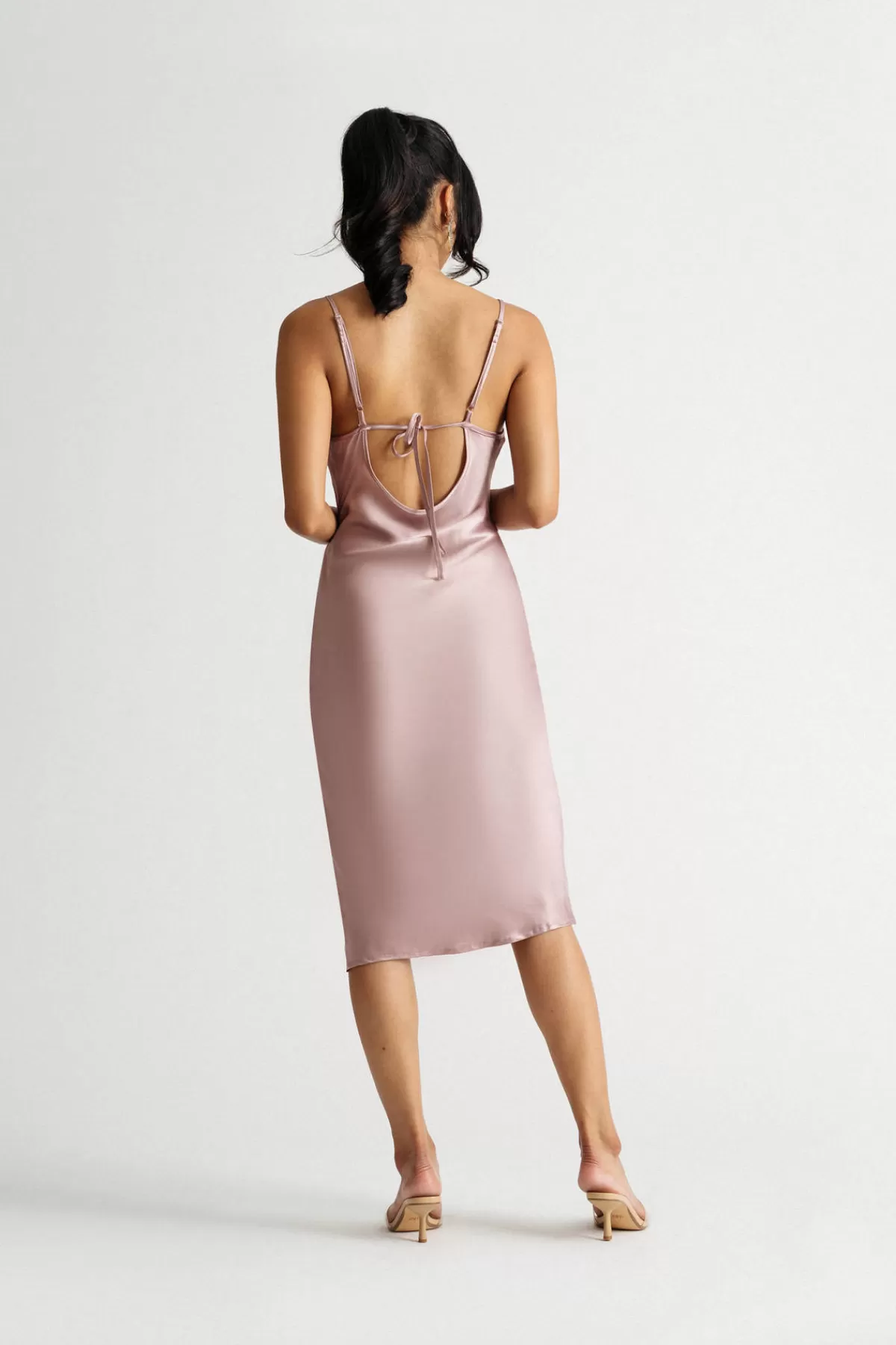 Tobi Kelsea Satin Open Back Midi Dress - Pink* Satin Bridesmaid Dresses | Mother Of The Bride Groom Dresses