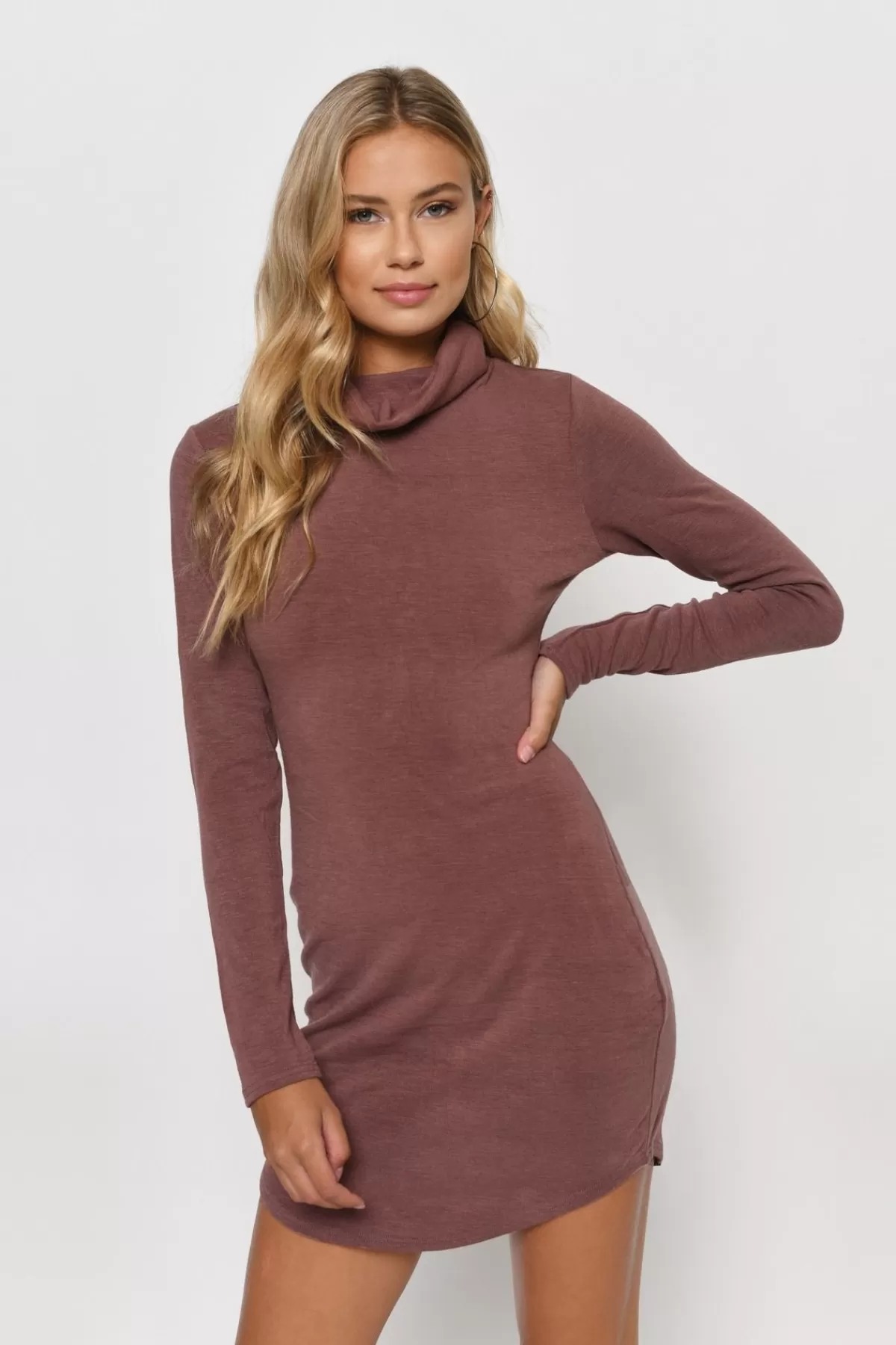 Tobi Khal Lace Back Turtleneck Mini Dress - Marsala* Cocktail Dresses | Holiday Gift Guide