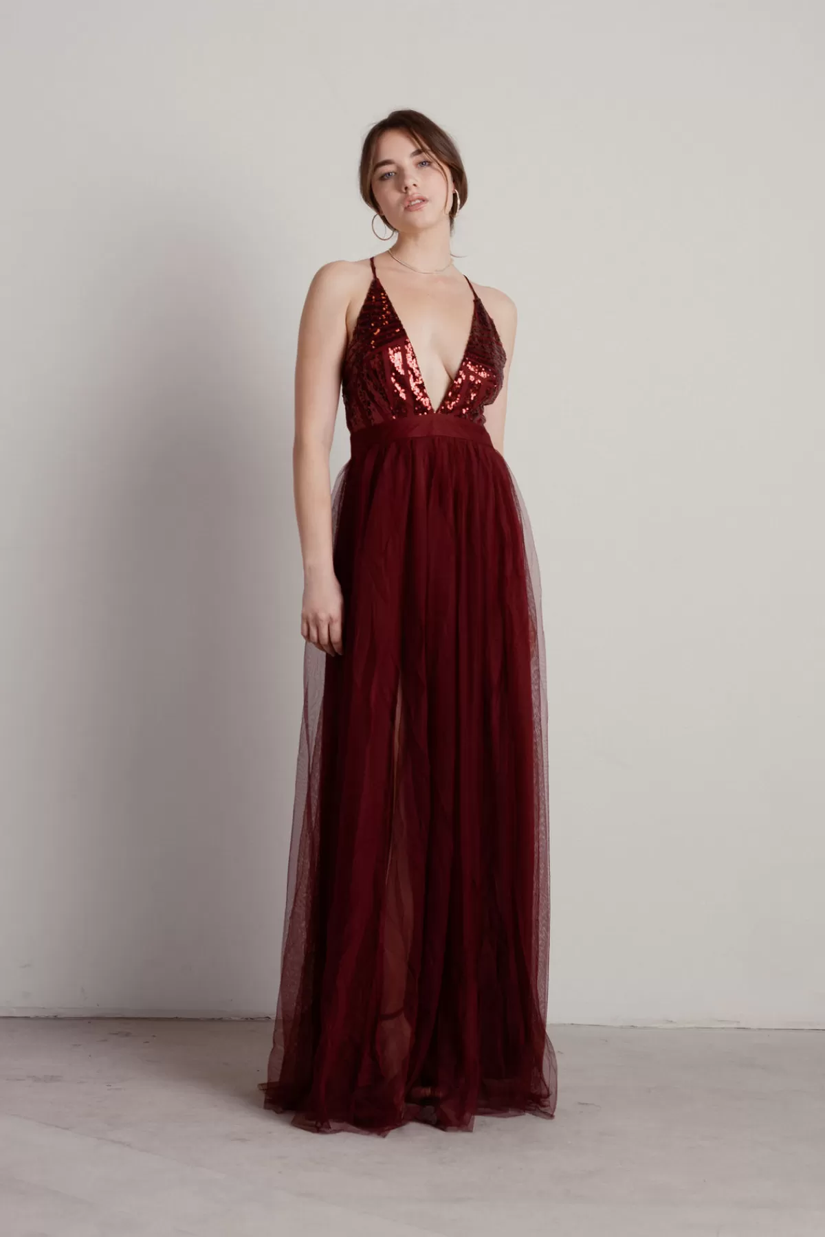 Tobi Kristina Plunging Tulle Maxi Dress - * Mother Of The Bride Groom Dresses | Chiffon Bridesmaid Dresses