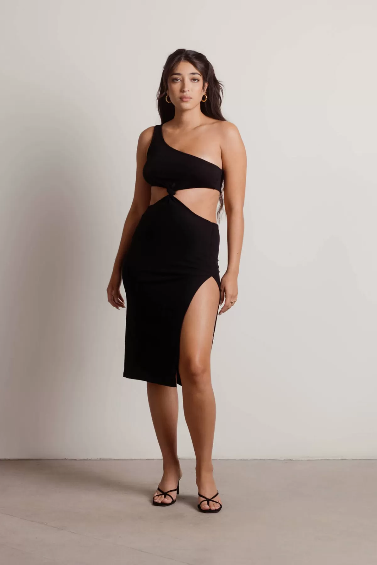 Tobi Lexi Cutout High Slit Midi Dress - Brown* Honeymoon Outfits | Bachelorette Party Dresses