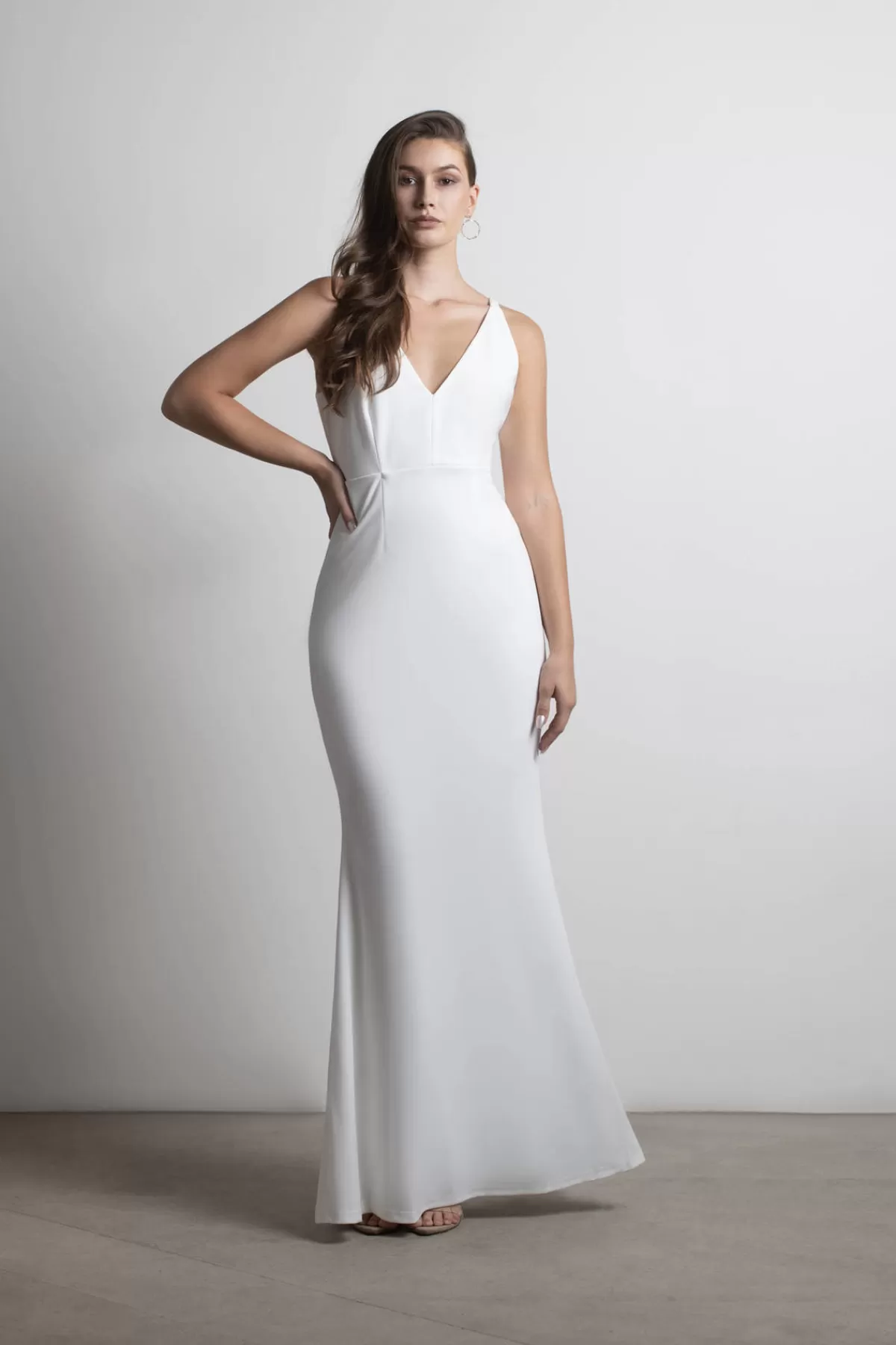 Tobi Lock It Down Deep V Mermaid Maxi Dress - Ivory* Reception Dresses | Bridal Shower Dresses