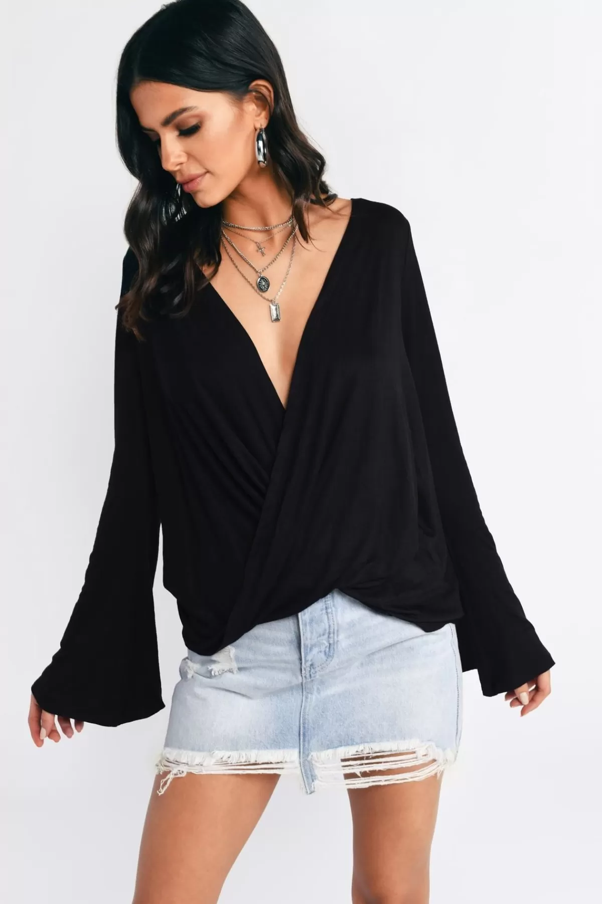 Tobi Look At The Light Surplice Top - Taupe* Blouses & Shirts | Halloween Outfits