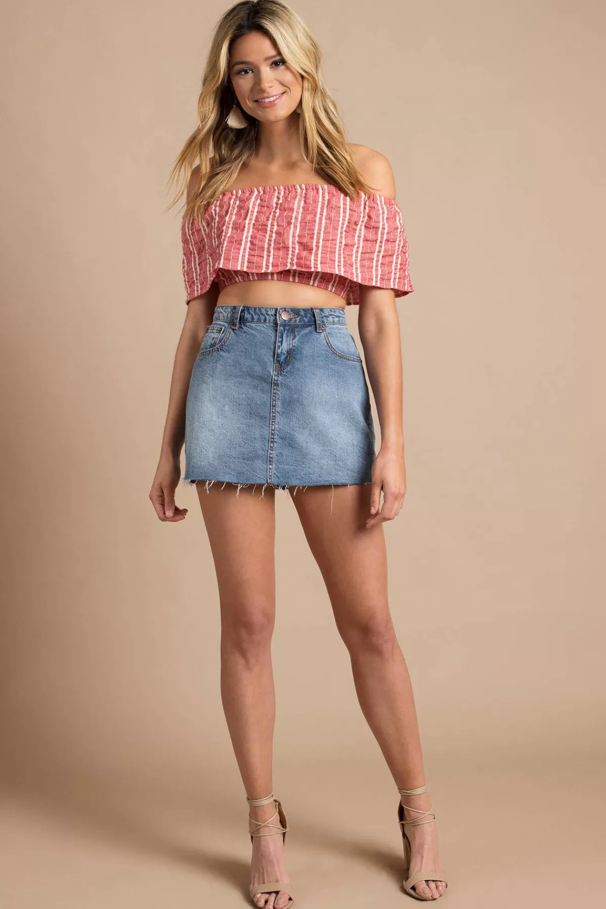 Tobi Lost + Wander Robin Crop Top - * Red Tops | Off The Shoulder Tops