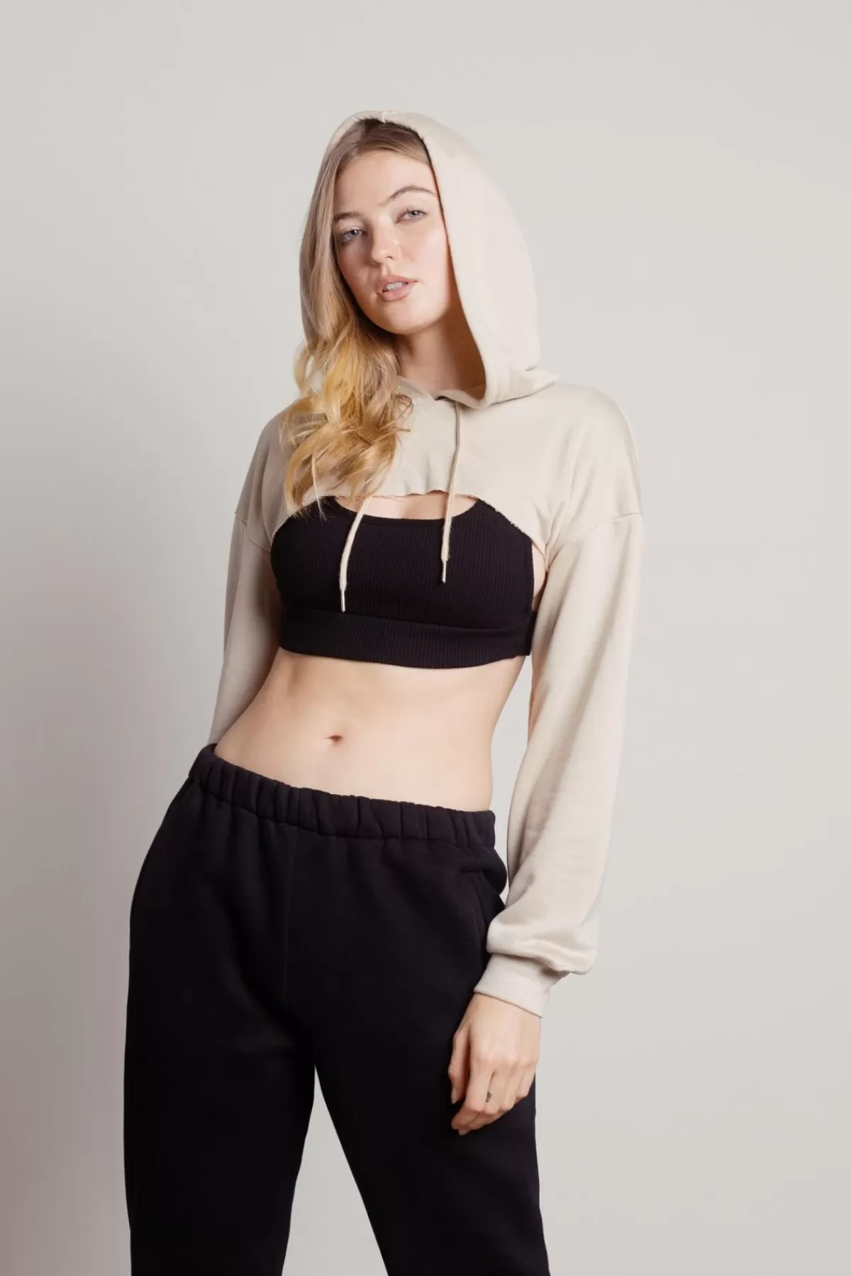 Tobi Lost And Found Cropped Hoodie - Heather Grey* Hoodies & Sweatshirts