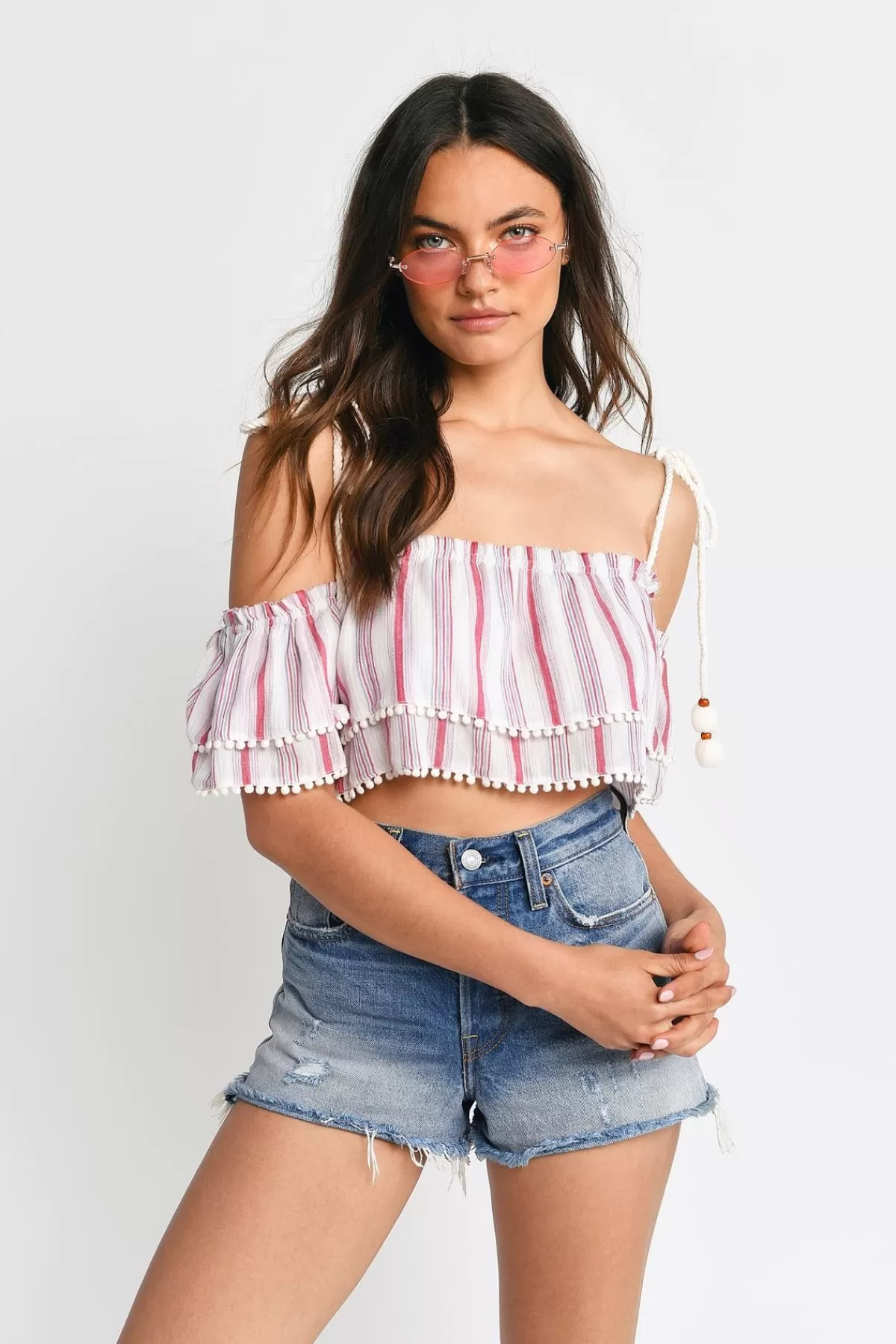 Tobi Luelle Crop Top - Red Multi* Beach Vacation Outfits | Red Tops