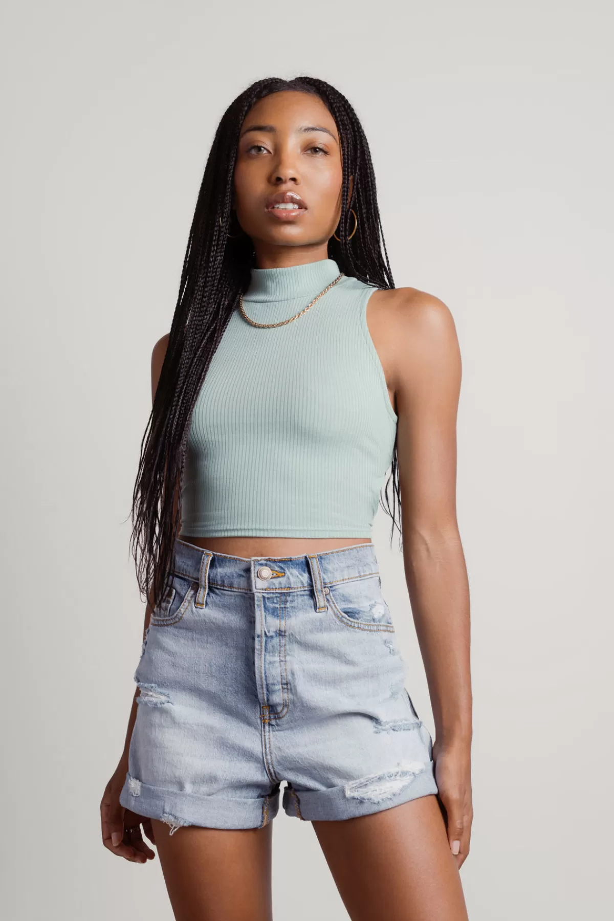 Tobi Lunachi Crop Top - Sage* Backless Tops | Backless Tops