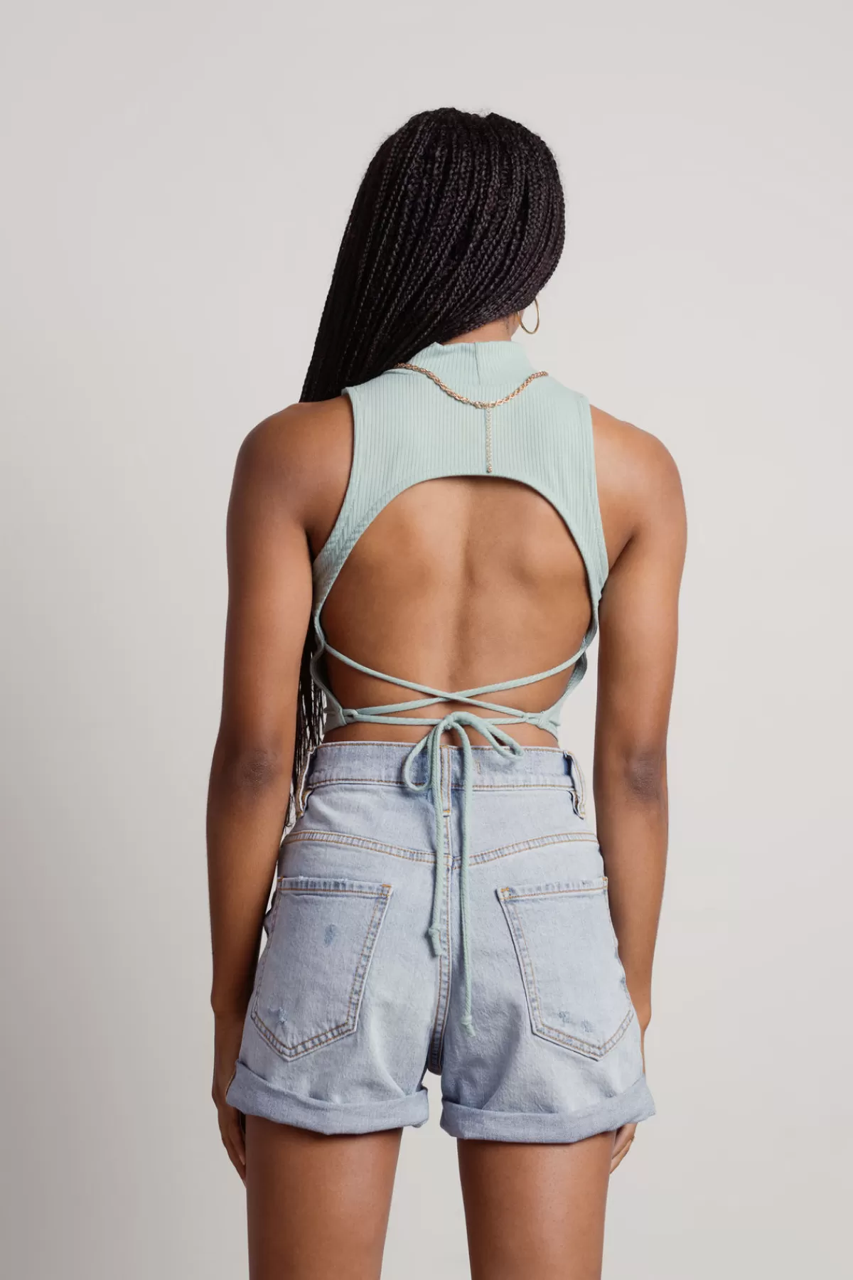 Tobi Lunachi Crop Top - Sage* Backless Tops | Backless Tops