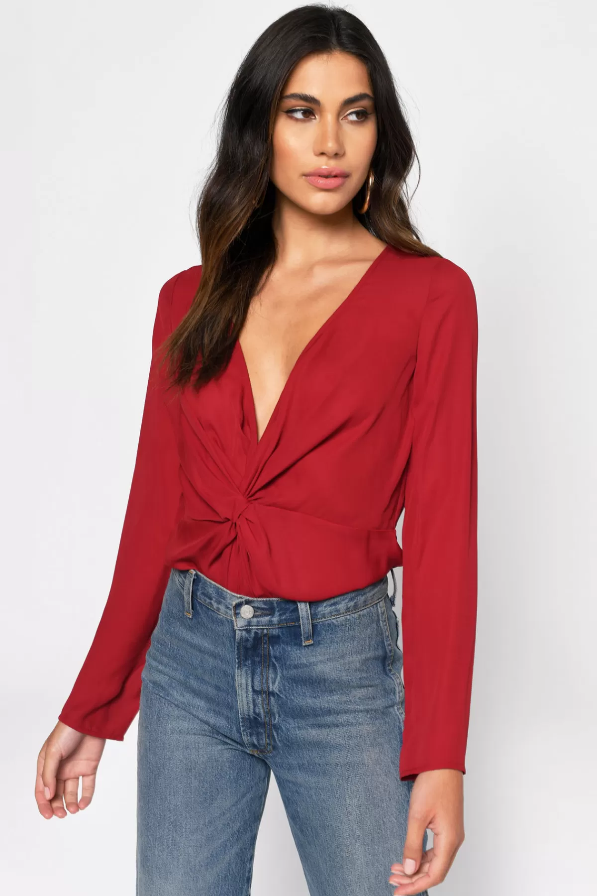 Tobi Madeline Front Knot Blouse - Wine* Blouses & Shirts | Red Tops