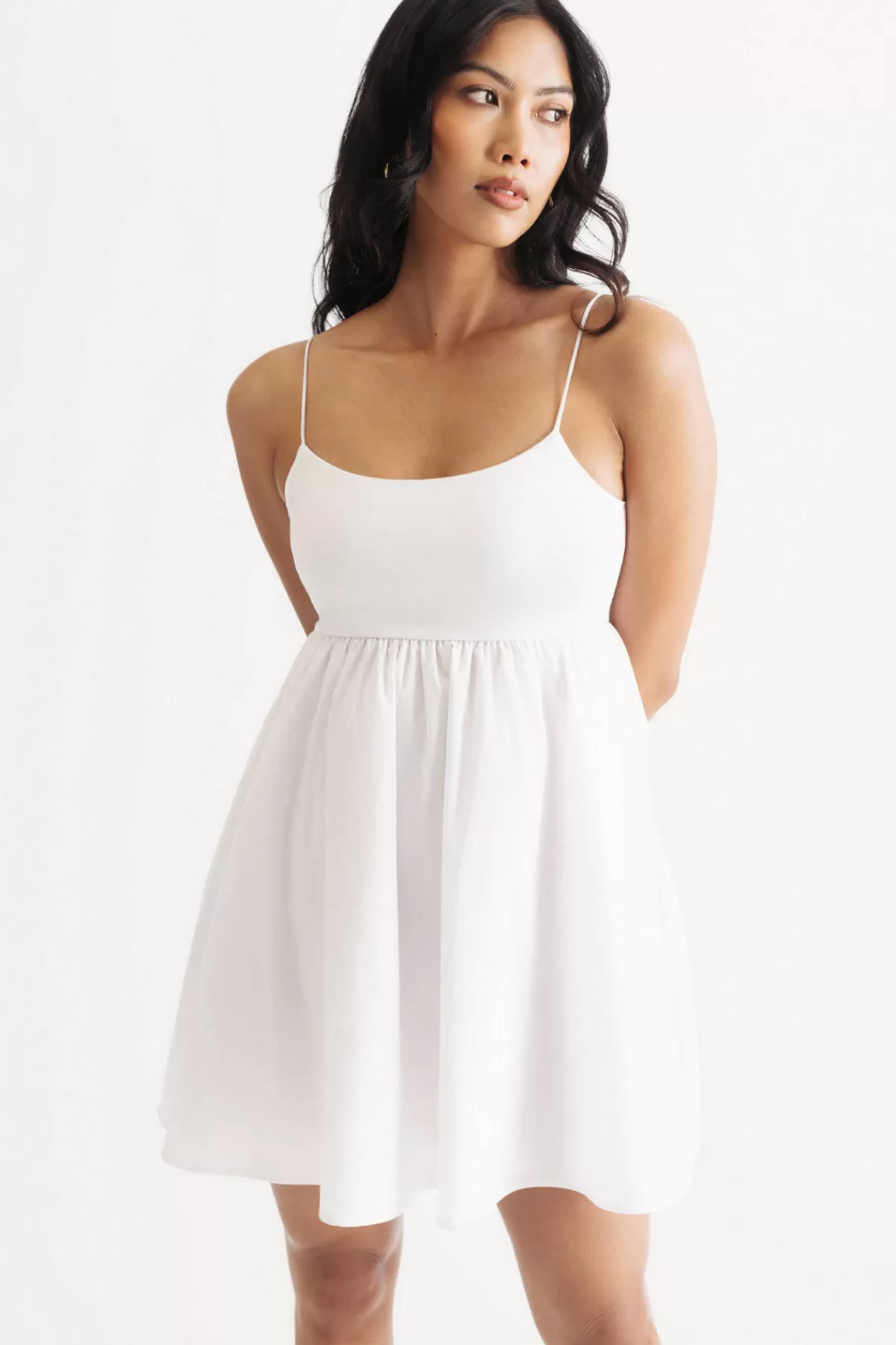 Tobi Mae Tie Strap Babydoll Skater Dress With Pockets* Honeymoon Outfits | Bump Friendly Dresses