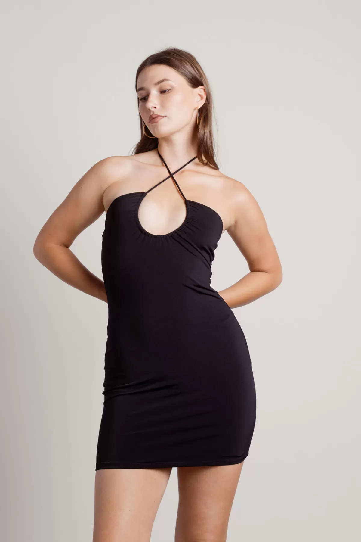 Tobi Mahalia Cross Halter Open Back Mini Dress - Black* Wedding Guest Dresses Under $50 | Wedding Guest Dresses