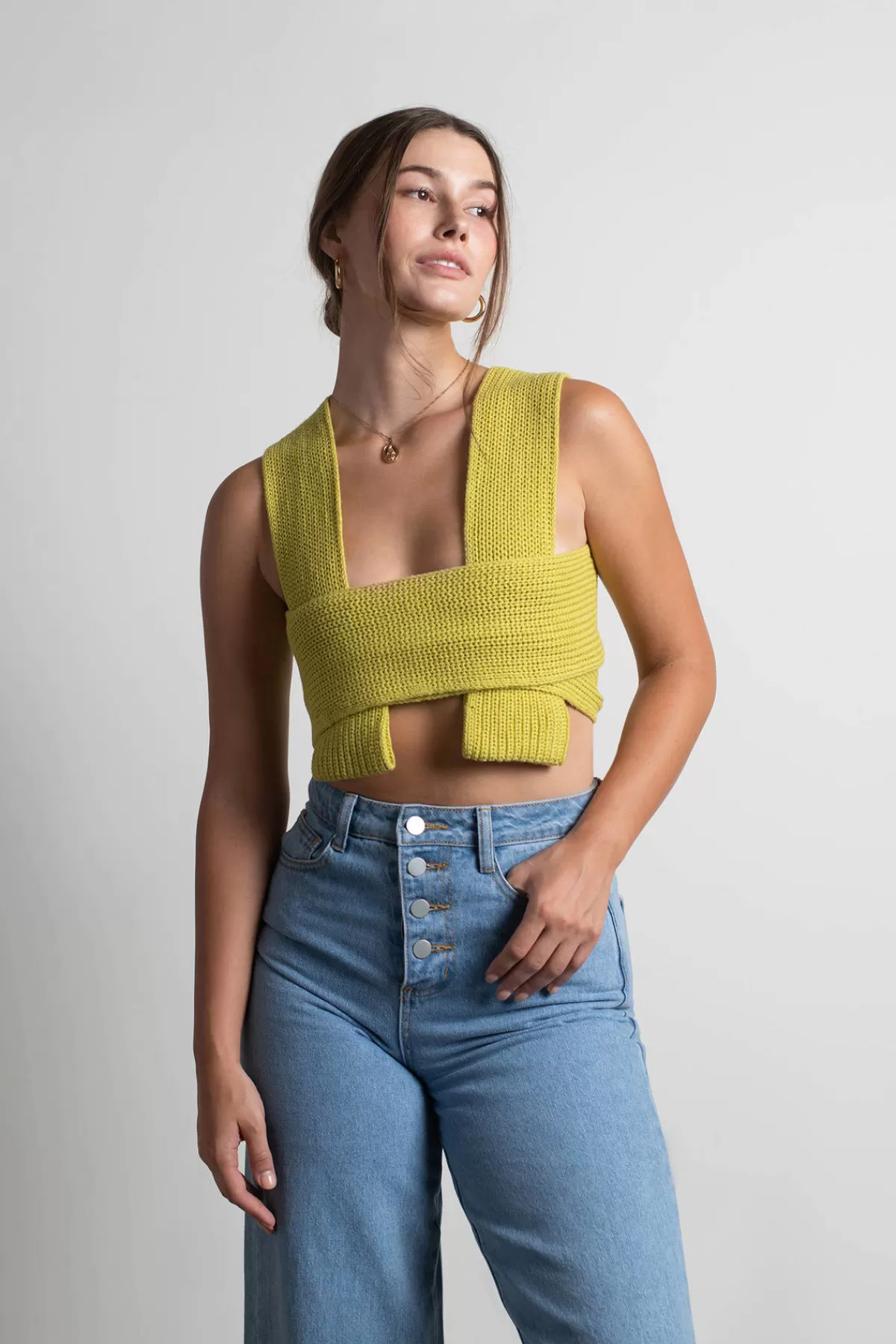 Tobi Meeko Crop Top - Bone* Going Out Tops | Going Out Tops