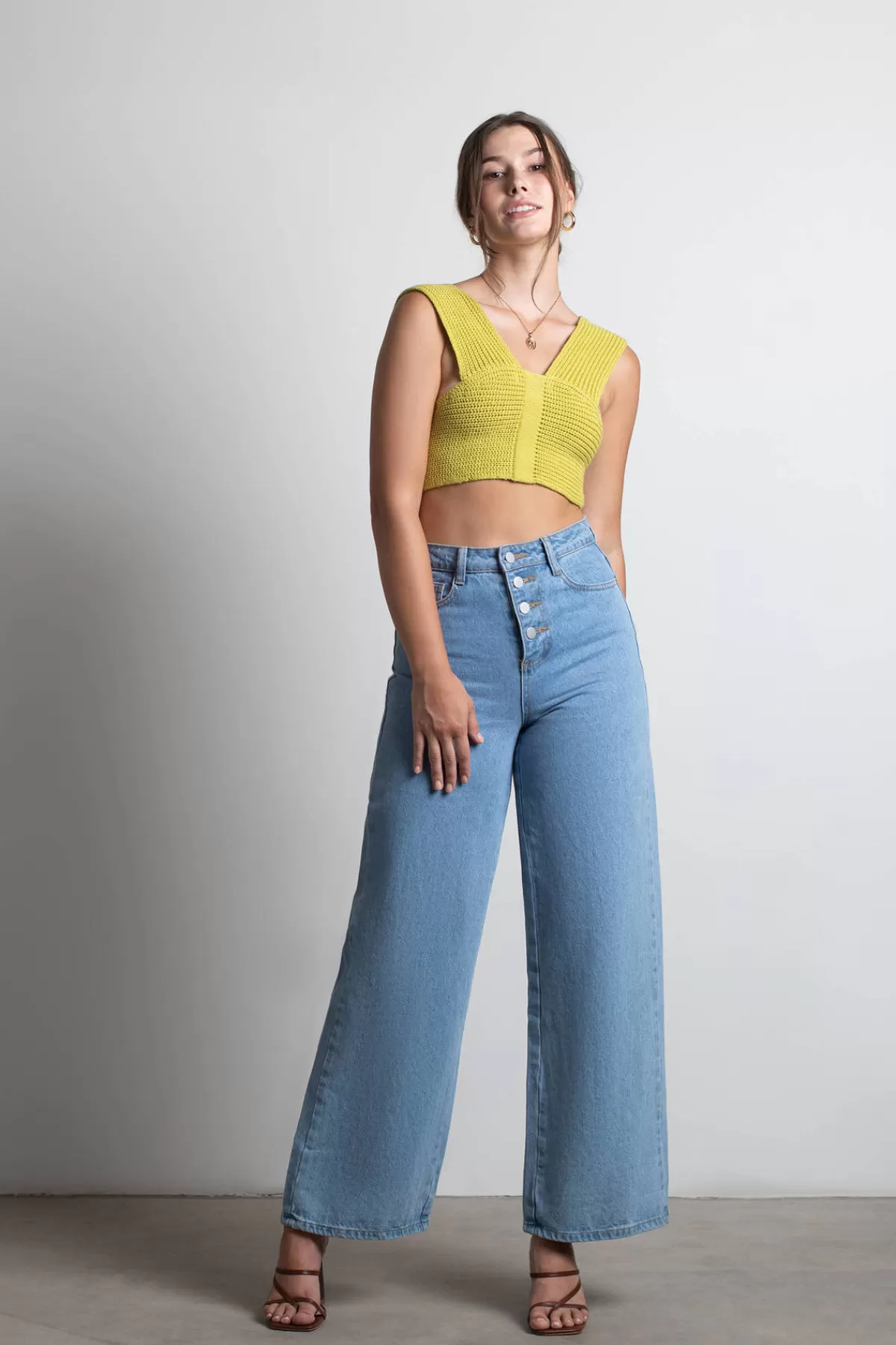 Tobi Meeko Crop Top - Bone* Going Out Tops | Going Out Tops