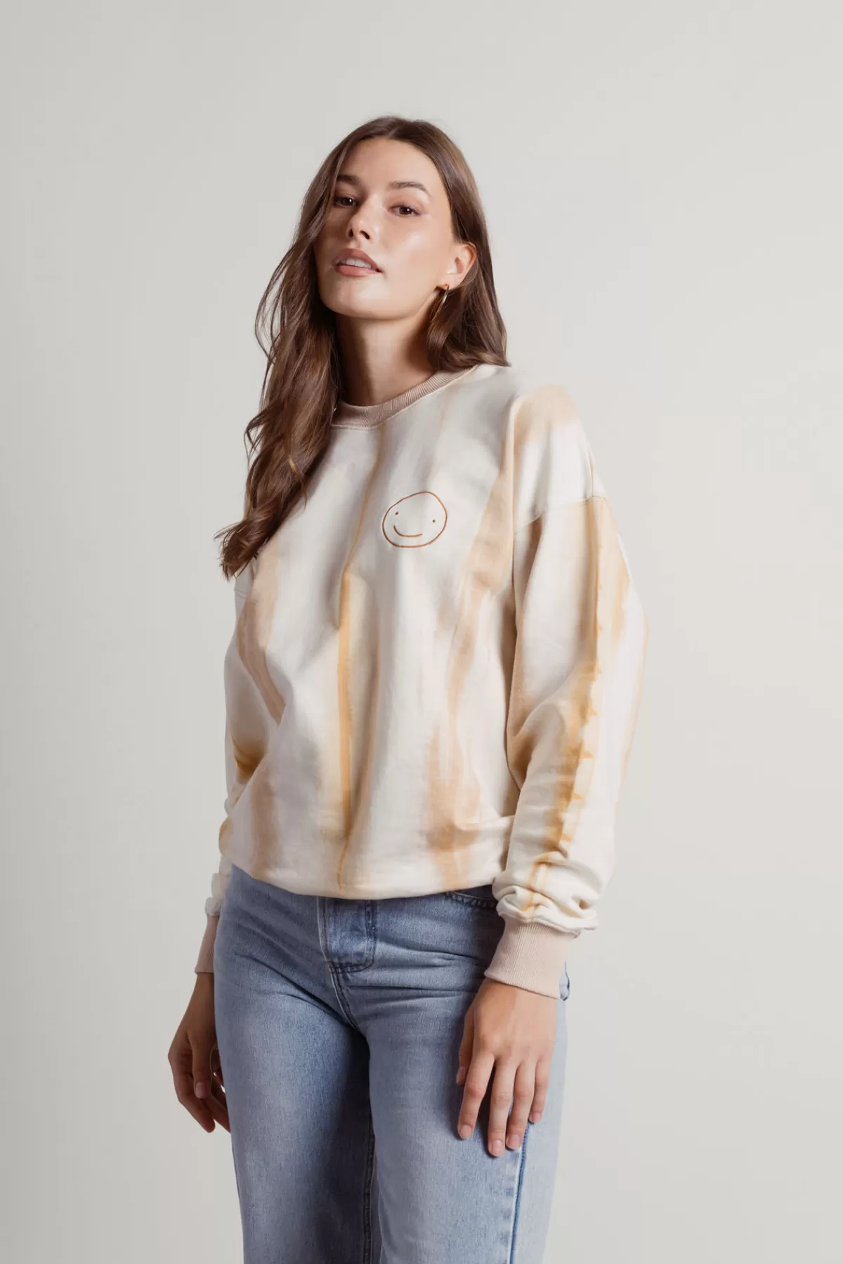 Tobi Melted Ice Cream Tie Dye Sweatshirt - Tan* Long Sleeve Tops | Pink Tops