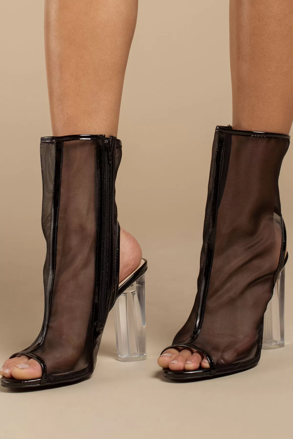 Tobi Mesh Around Peep Toe Mid Calf Boots - * Halloween Outfits