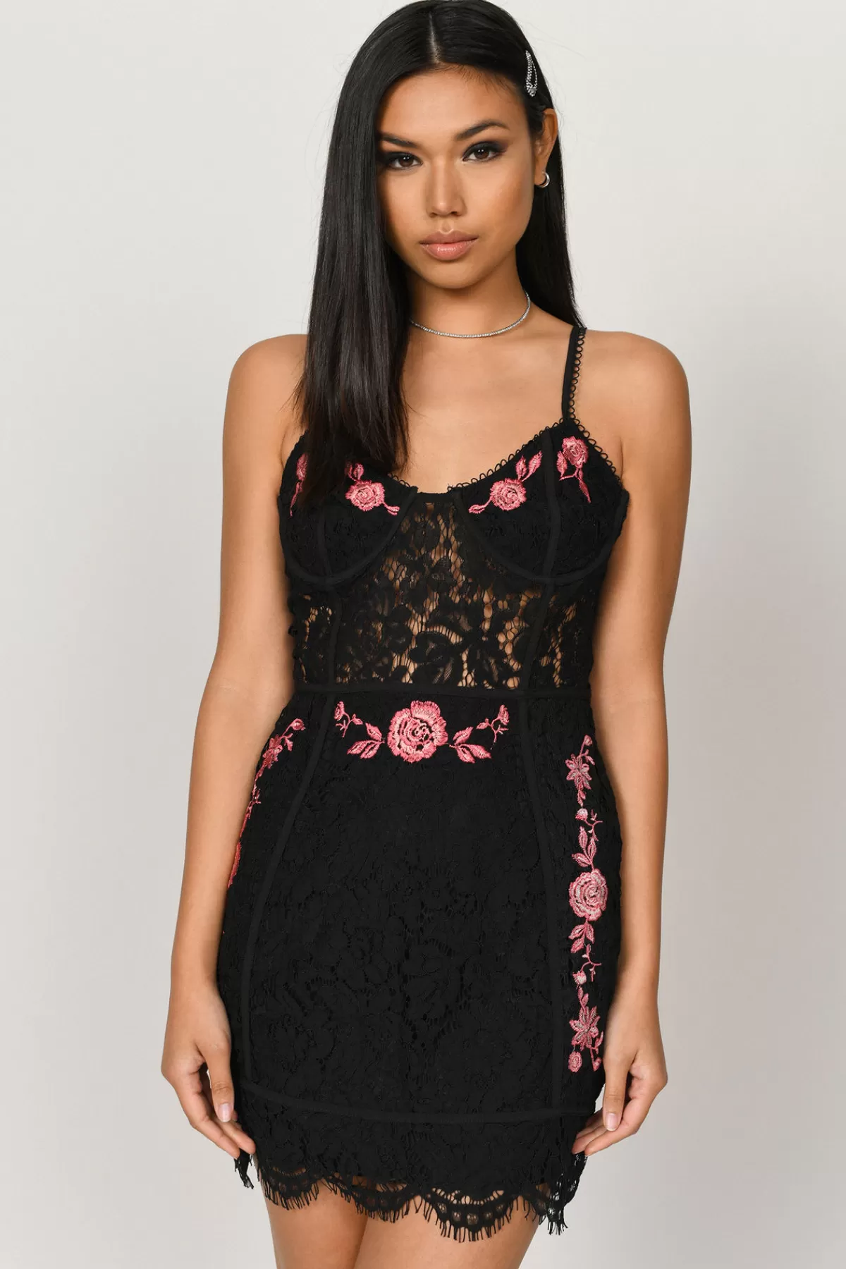 Tobi Mia Lace Bustier Mini Dress - Black* Summer Wedding Guest Dresses | Floral Wedding Guest Dresses