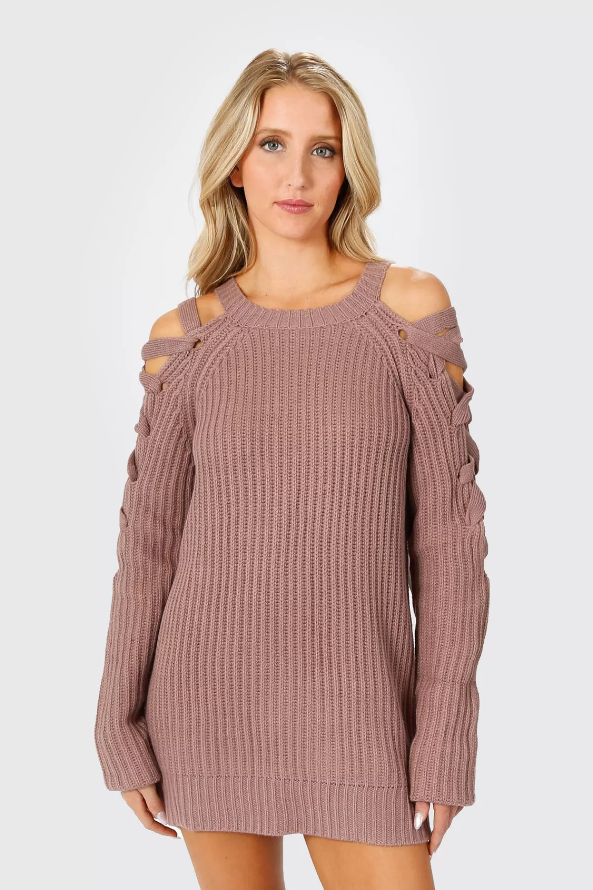 Tobi Miracle Lace Up Sweater Mini Dress - Wine* Vacation Shop | Airport & Travel Outfits