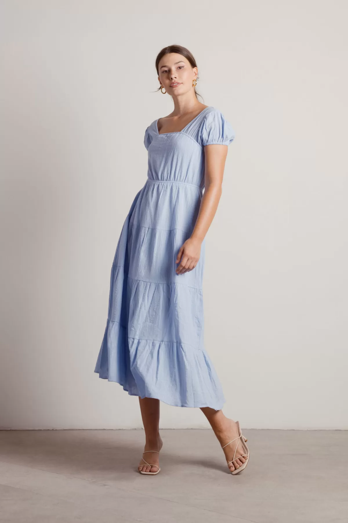 Tobi Misty Tiered A-line Midi Dress - * Bump Friendly Dresses | Beach Vacation Outfits