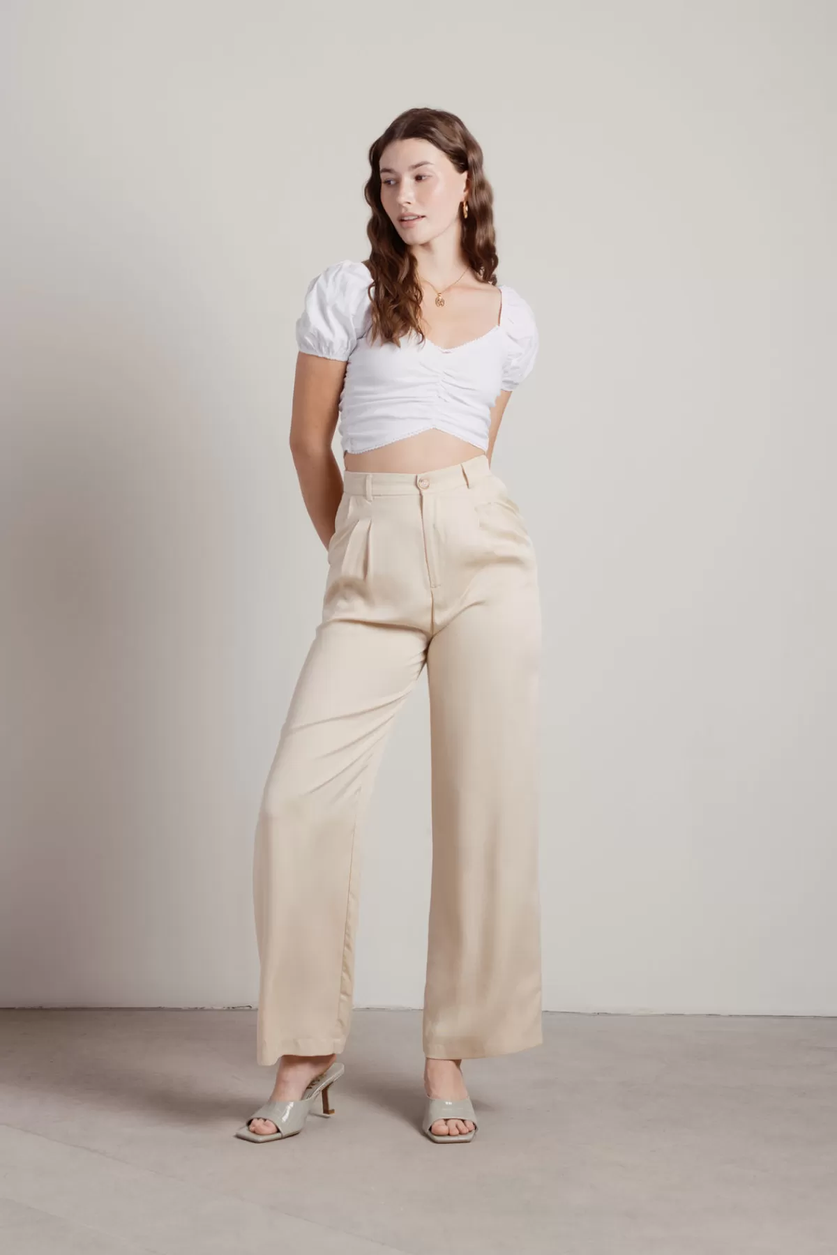 Tobi Mystical Love Crop Top - Ivory* Puff Sleeve Tops | Crop Tops