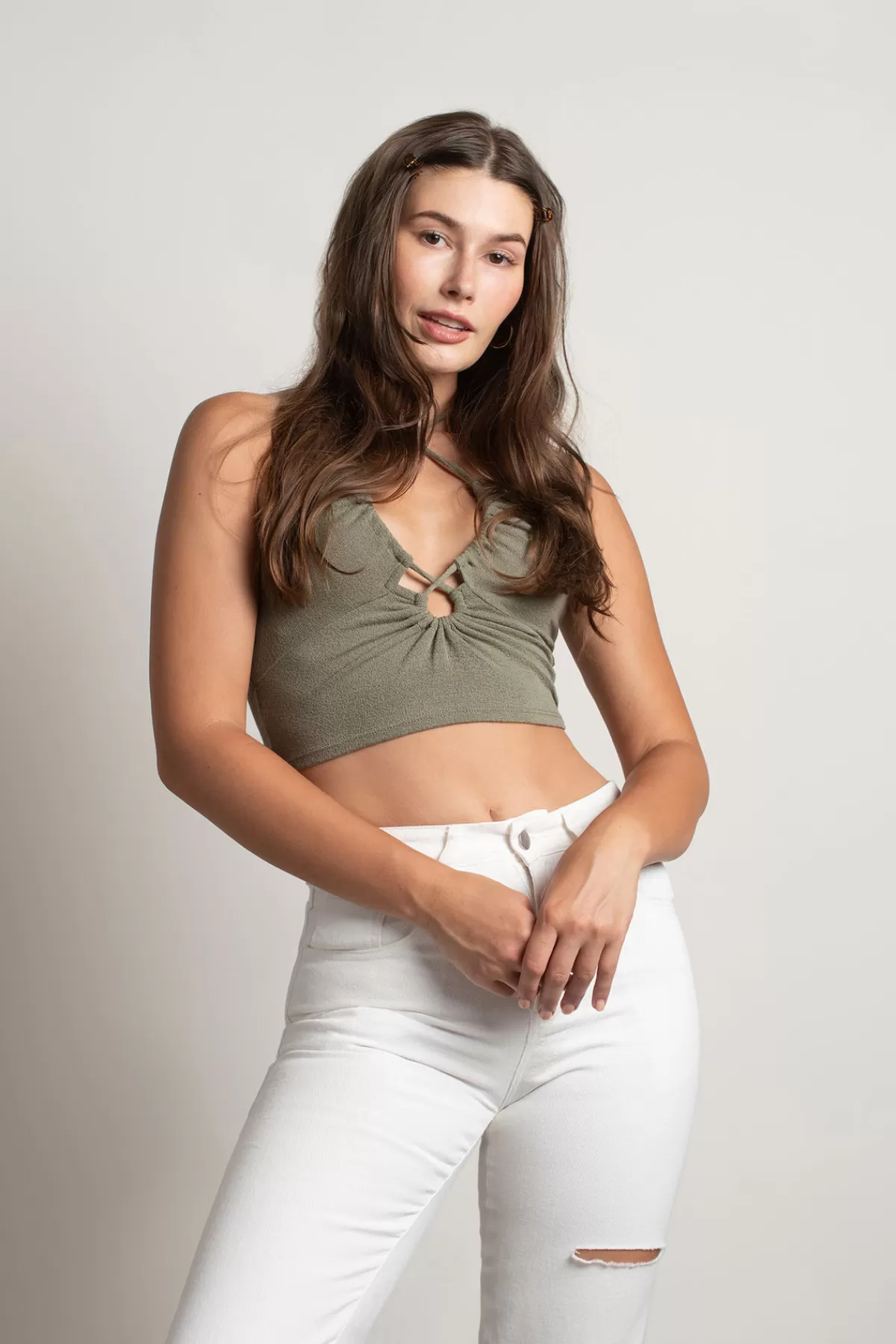 Tobi Natalia Crop Top - Olive* Going Out Outfits | Sexy Tops