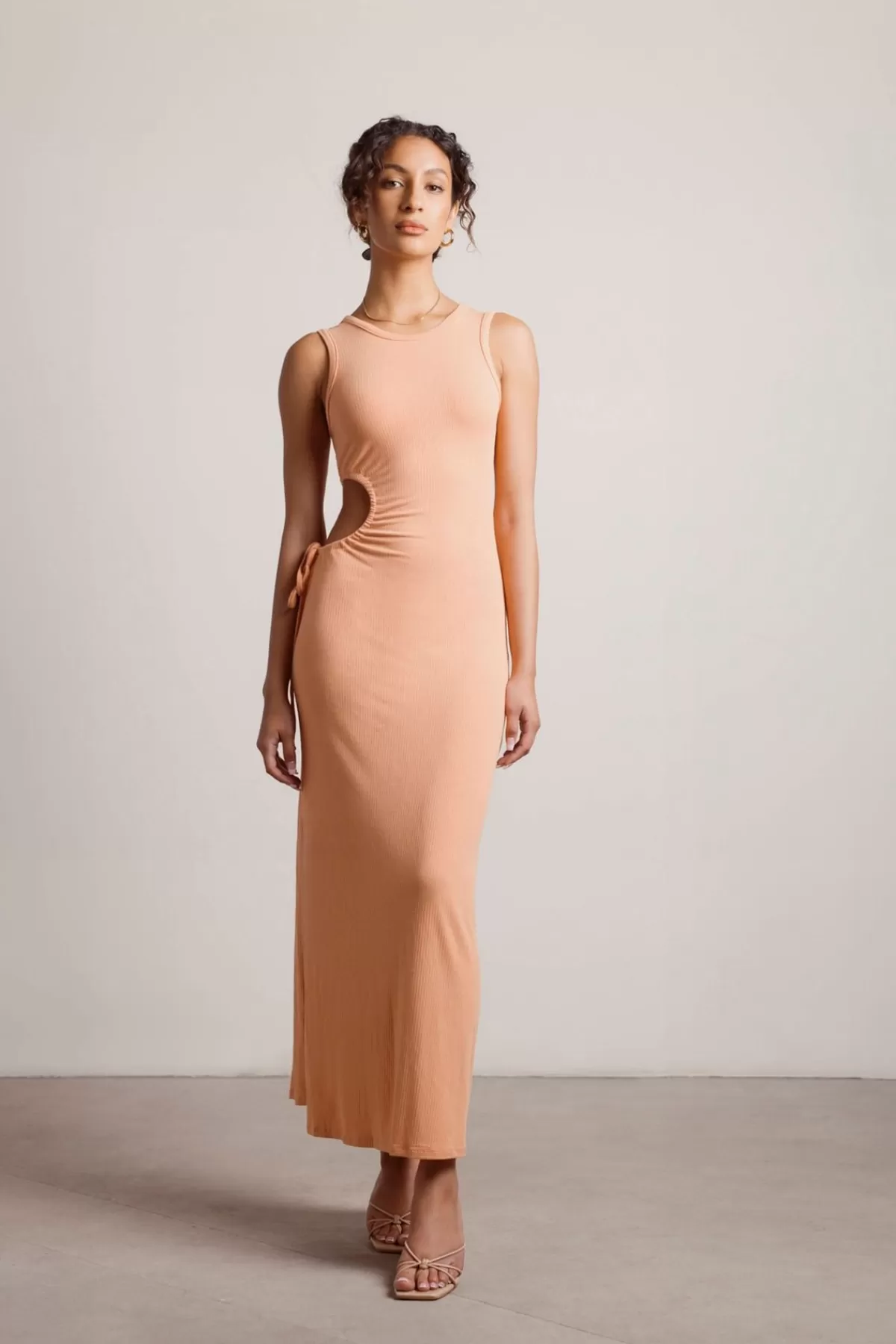 Tobi Nectarine Juice Cutout Slit Maxi Dress - * Honeymoon Outfits | Bachelorette Party Dresses