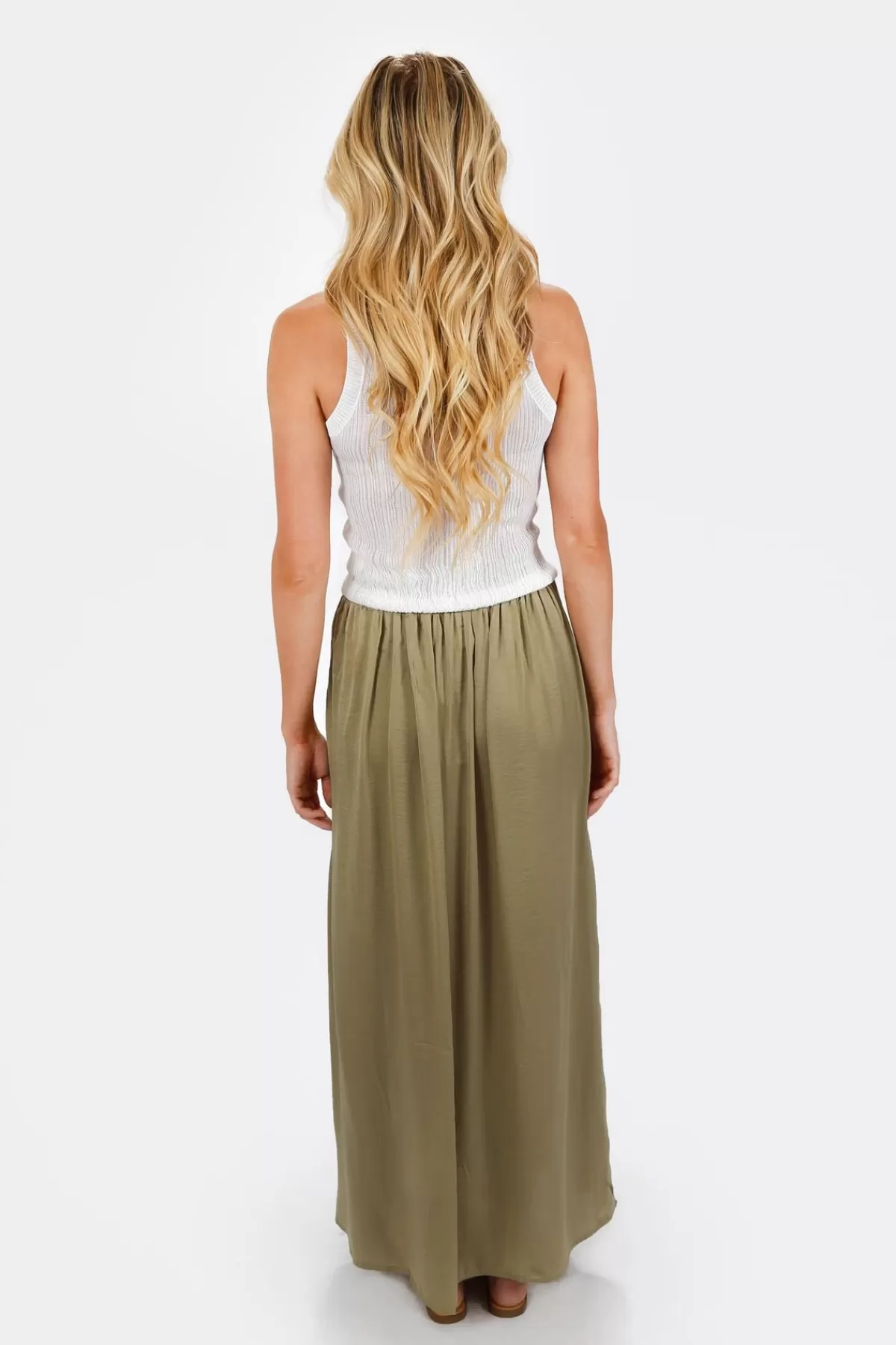 Tobi Nichole Side Slit Maxi Skirt - Sage* Beach Vacation Outfits | Skirts